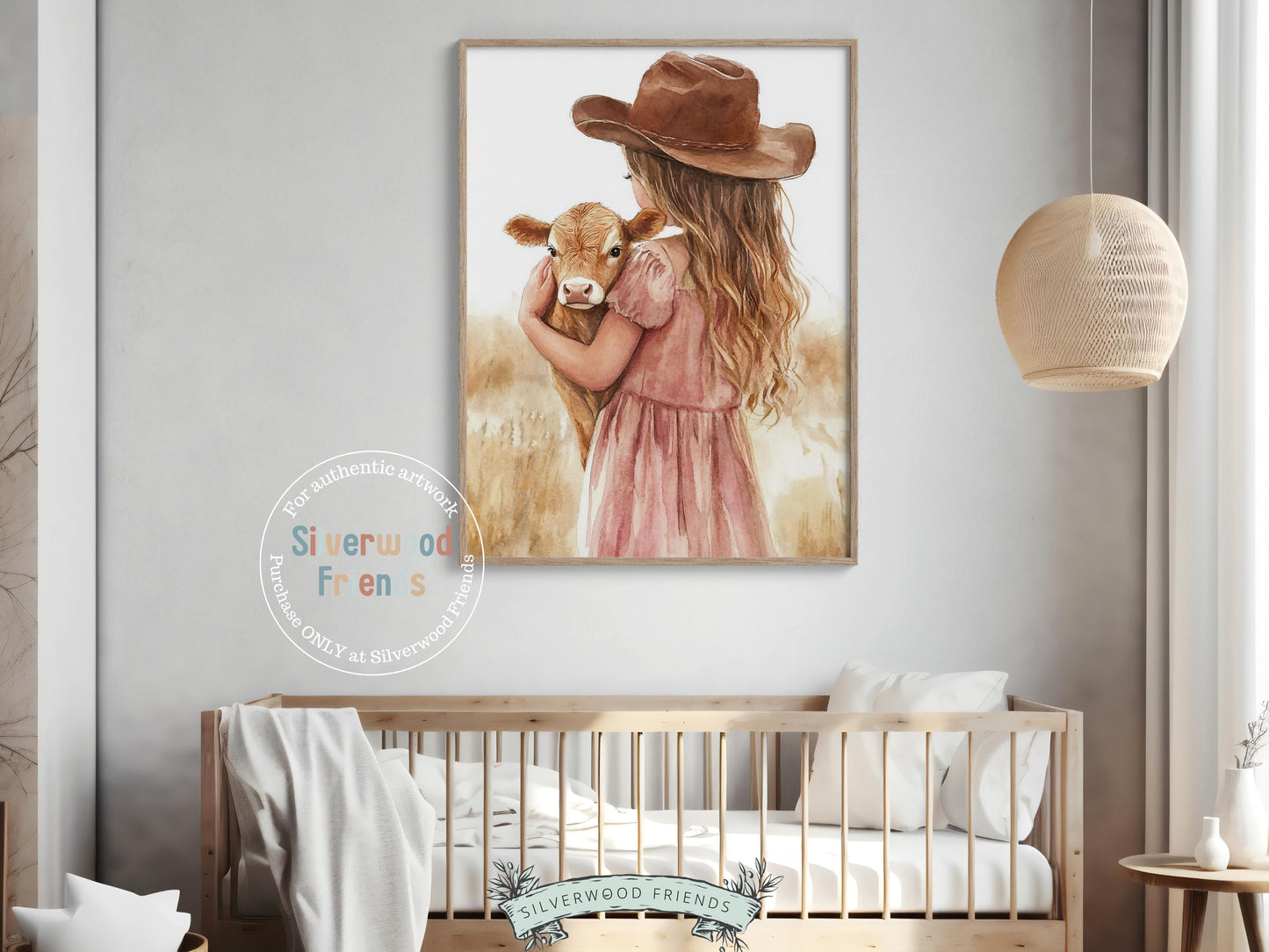 Highland Cow Nursery Print, Baby Highland Cow Nursery Decor, Baby Girl Western Cowgirl Nursery Room Decor, Watercolor Cowgirl Digital Print