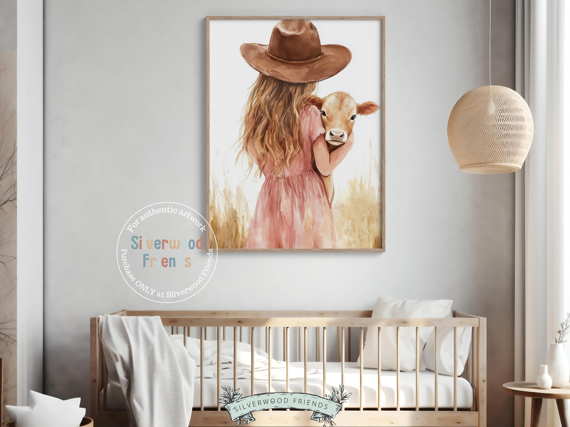 Highland Cow Nursery Print, Baby Highland Cow Nursery Decor, Baby Girl Western Cowgirl Nursery Room Decor, Watercolor Cowgirl Digital Print