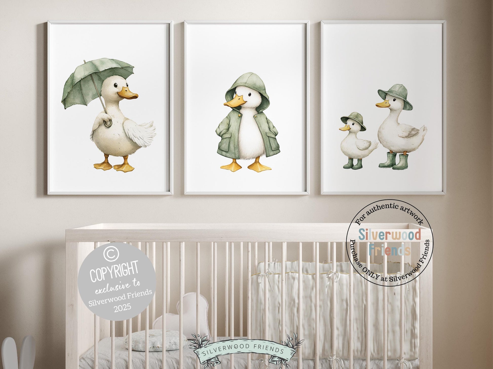 Our charming Sage Green Duck Prints, featuring adorable watercolor ducks and ducklings, brings a touch of warmth and whimsy to any space—perfect for both nursery and mudroom decor. A versatile, gender-neutral baby shower gift that will be cherished for years to come!