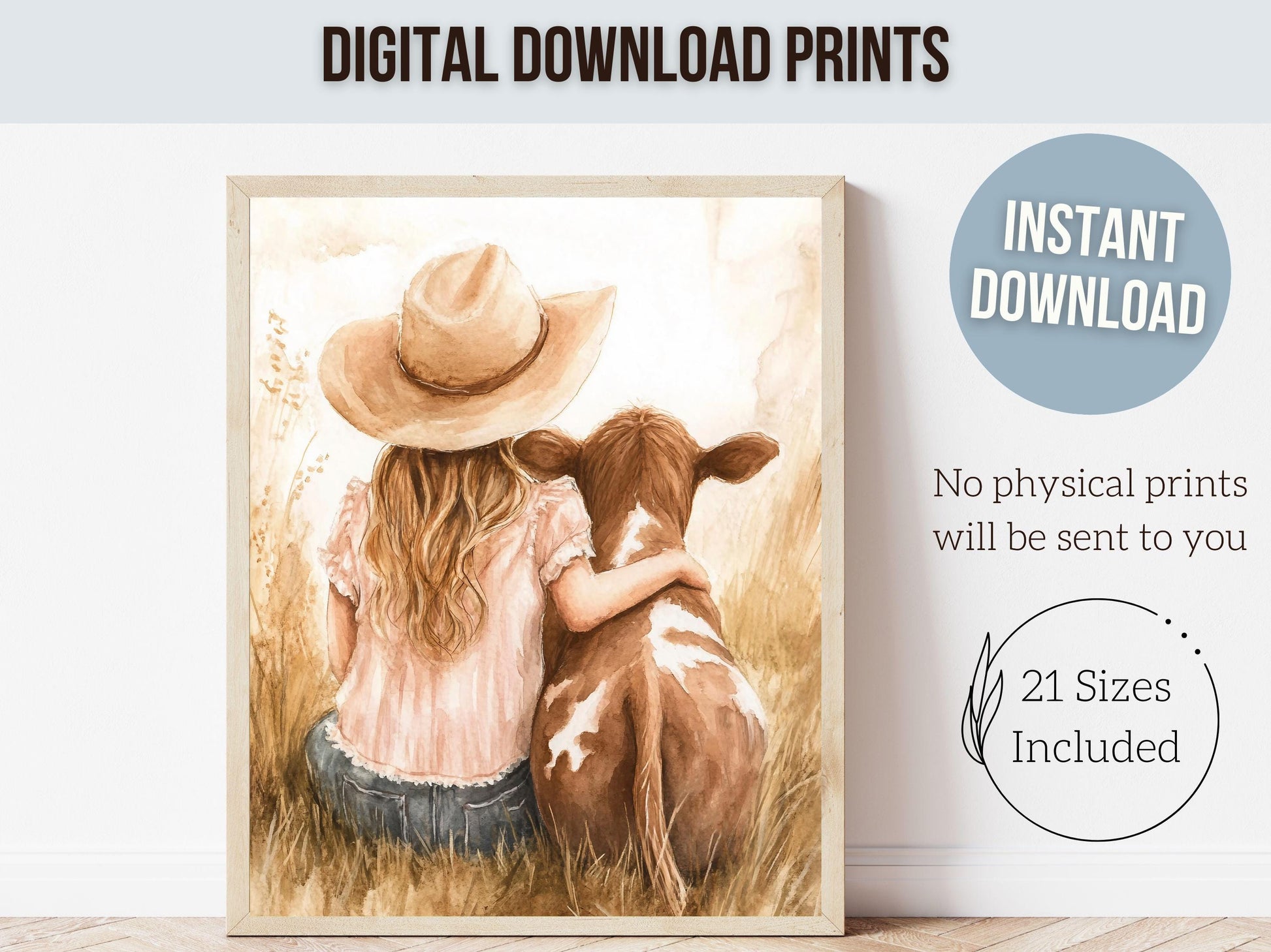 Highland Cow Nursery Print, Baby Highland Cow Nursery Decor, Baby Girl Western Cowgirl Nursery Room Decor, Rustic Farm Animal Digital Print