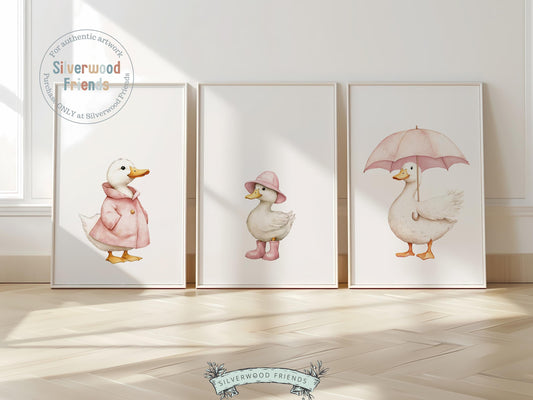 Our charming Pink Duck Prints, featuring adorable watercolor ducks and ducklings, bring a touch of warmth and whimsy to any space—perfect for both nursery and mudroom decor. A versatile baby shower gift or house warming gift that will be cherished for years to come!