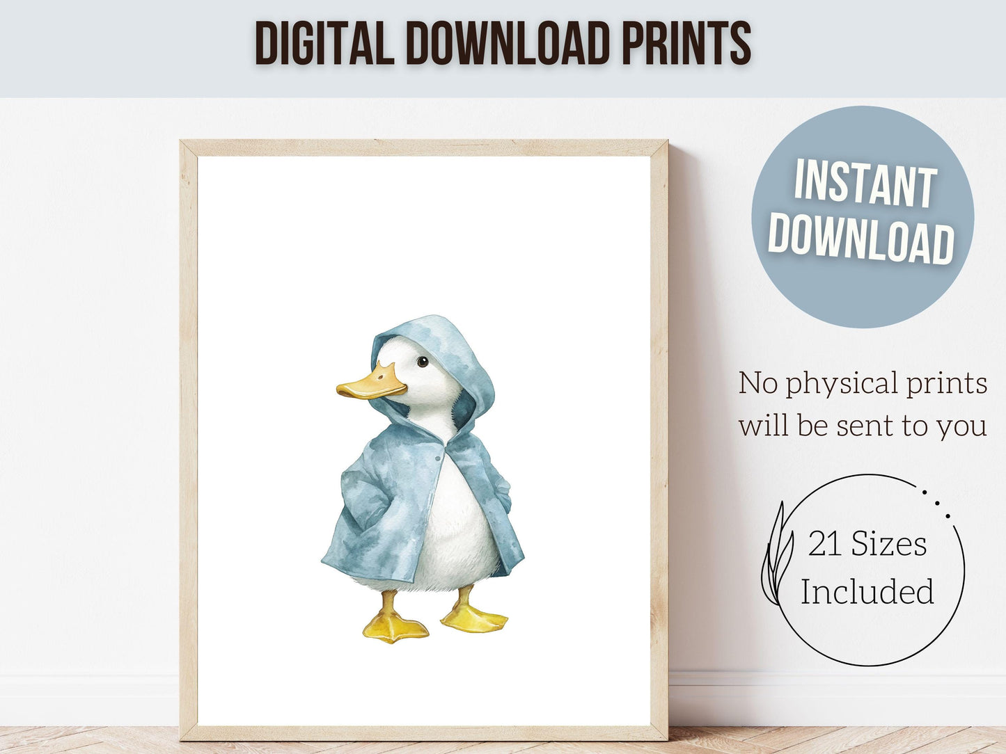 Duck Nursery Prints, Blue Duck Nursery Decor, Gender Neutral Farm Duck Nursery Wall Art,Kids Country Farmhouse Room Wall Decor Digital Print