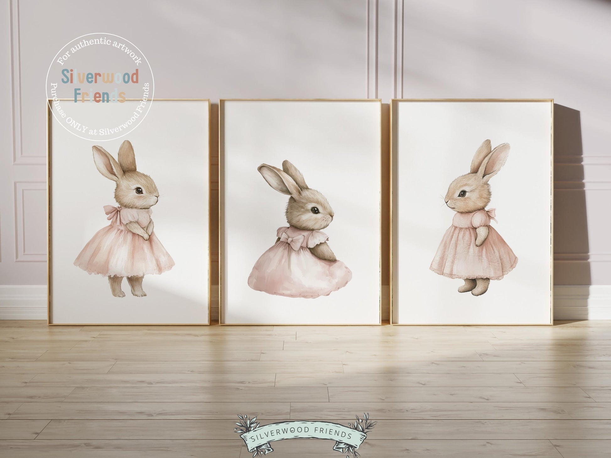 Bunny Nursery Prints, Baby Girl Pink Bunny Nursery Wall Art, Girl's Nursery Prints, Easter Printables, Vintage Woodland Animal Digital Print