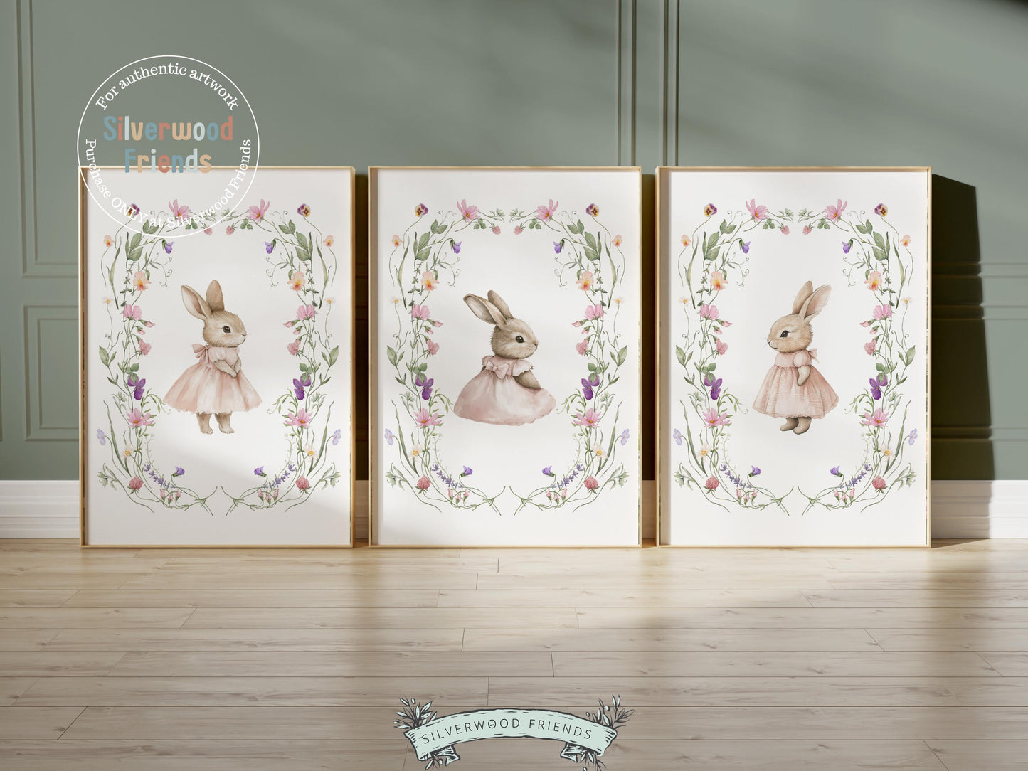 Bunny Nursery Prints, Floral Bunny Nursery Wall Art, Wildflower Nursery Decor, Girl Nursery Prints, Bunny Wildflower Nursery Digital Print