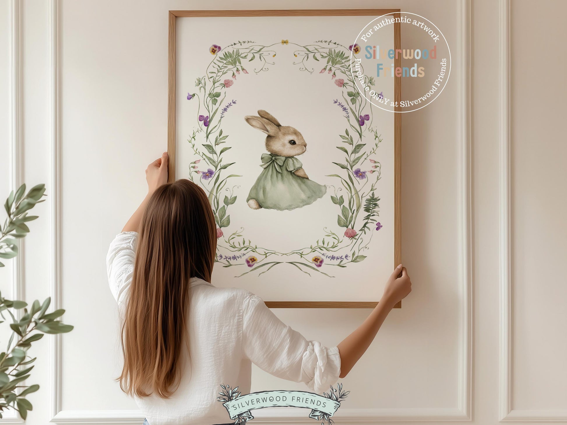 Bunny Nursery Prints, Floral Bunny Nursery Wall Art, Green Wildflower Nursery Decor, Girl Nursery Prints, Easter Printables Digital Print