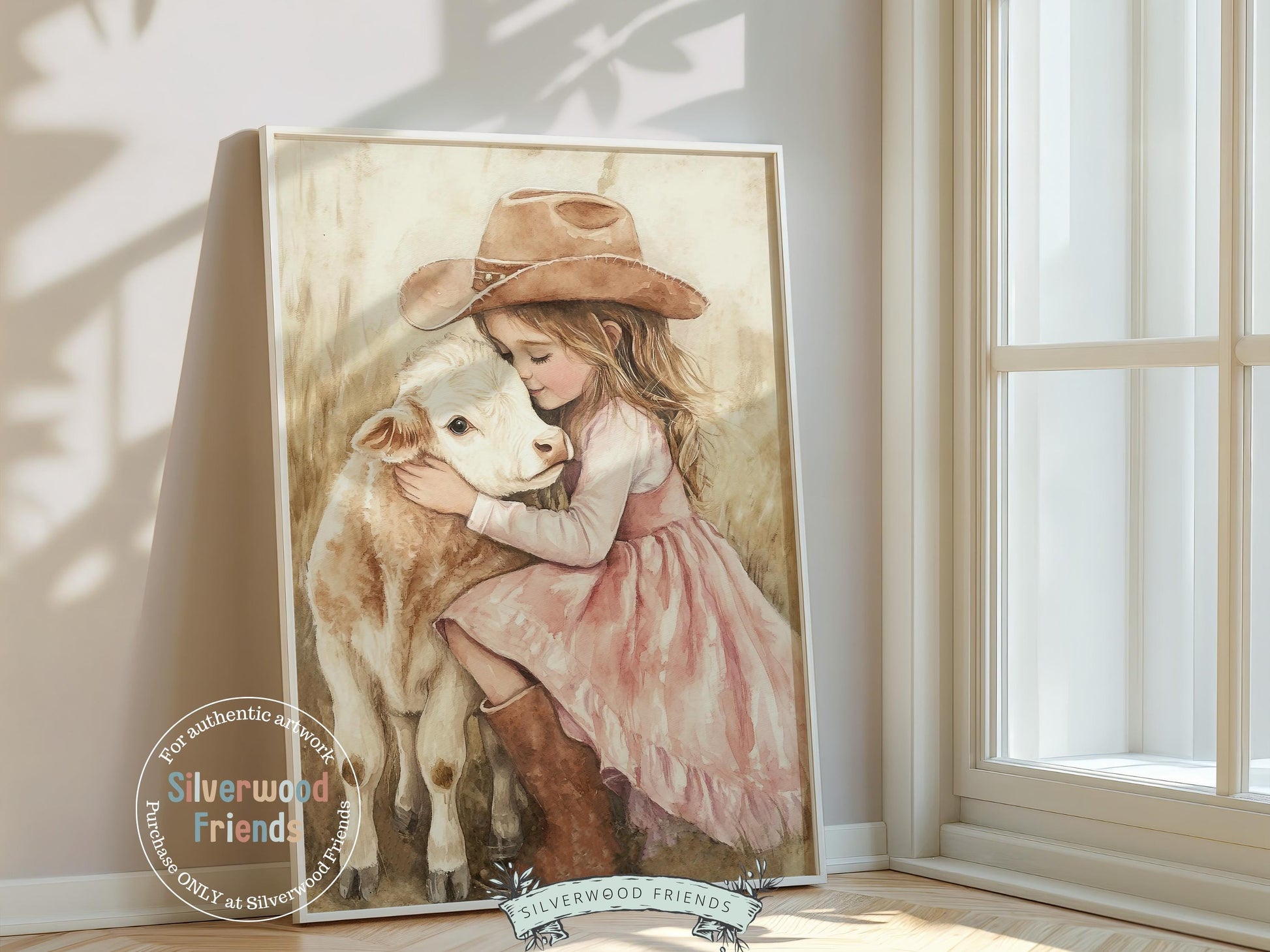 Highland Cow Nursery Print, Baby Girl Highland Cow Nursery Decor, Pink Cowgirl Nursery Print, Kids Farm Animal Room Wall Decor Digital Print