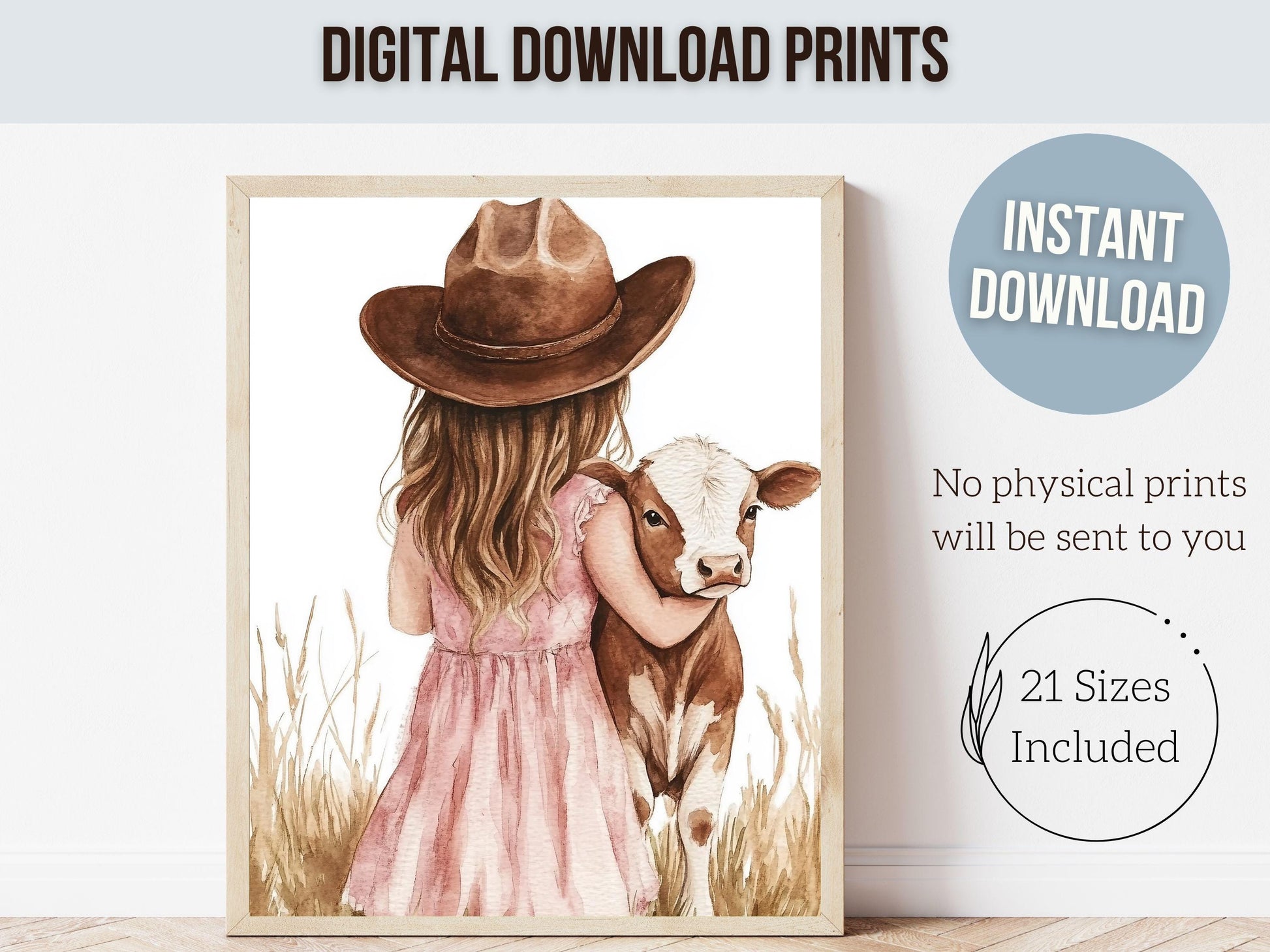Cow Nursery Print, Baby Girl Cow Nursery Decor, Pink Cowgirl Nursery Print, Kids Rustic Farmhouse Decor, Girl Nursery Wall Art Digital Print