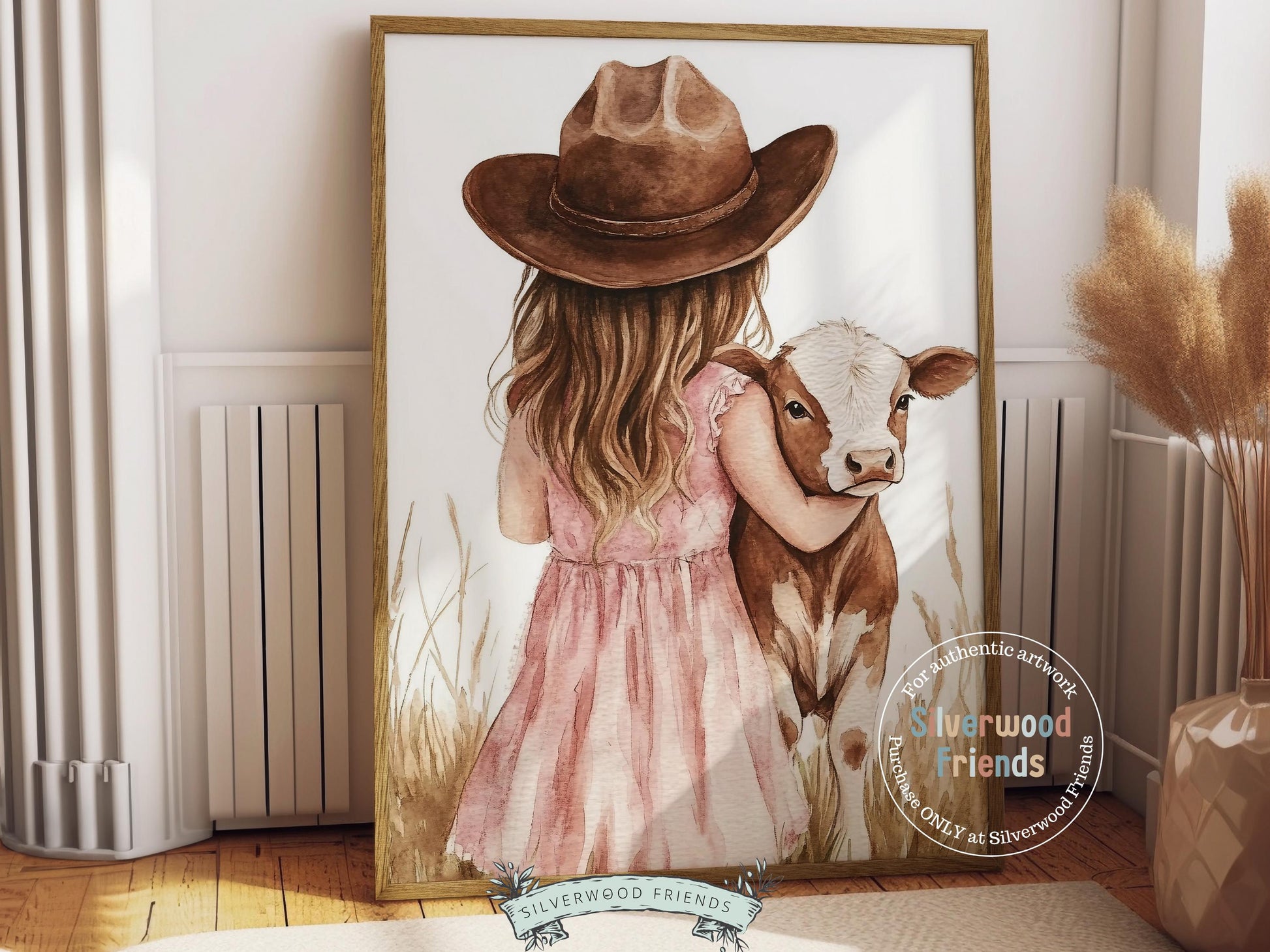 Cow Nursery Print, Baby Girl Cow Nursery Decor, Pink Cowgirl Nursery Print, Kids Rustic Farmhouse Decor, Girl Nursery Wall Art Digital Print