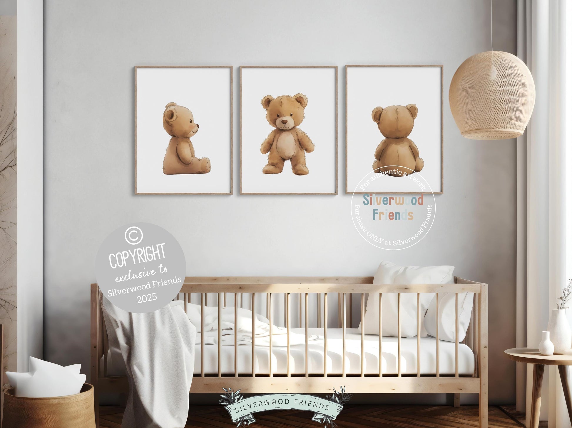 Teddy Bear Nursery Prints, Baby Boy Minimalist Woodland Teddy Bear Nursery Decor, Teddy Bear Nursery Wall Art Neutral Nursery Digital Print