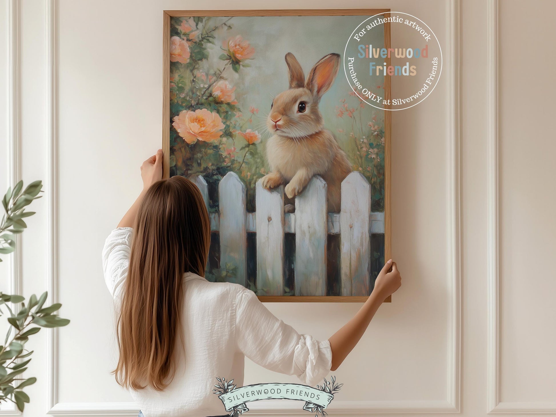 Easter Bunny Print, Floral Bunny Nursery Wall Art, Woodland Wildflower Nursery Decor, Spring Farmhouse Wall Decor,Easter Decor Digital Print