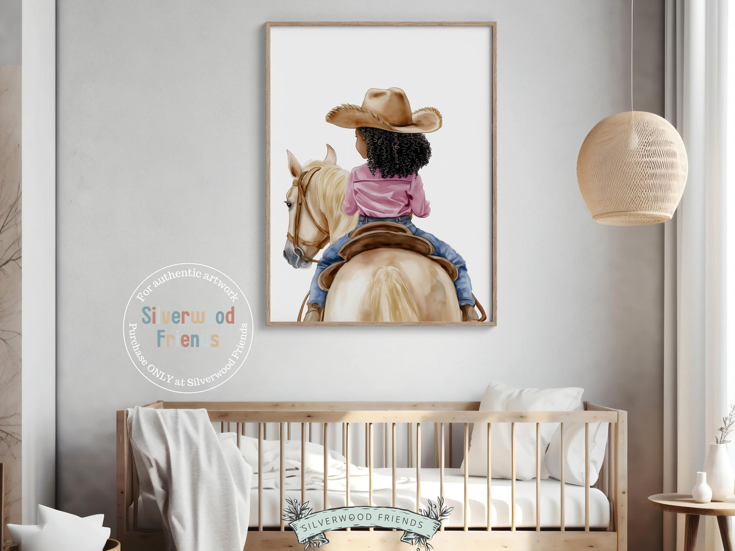 Cowgirl Nursery Print, African American Cowgirl Nursery Decor, Little Black Girl Horse Room Wall Decor, Western Nursery Decor Digital Print