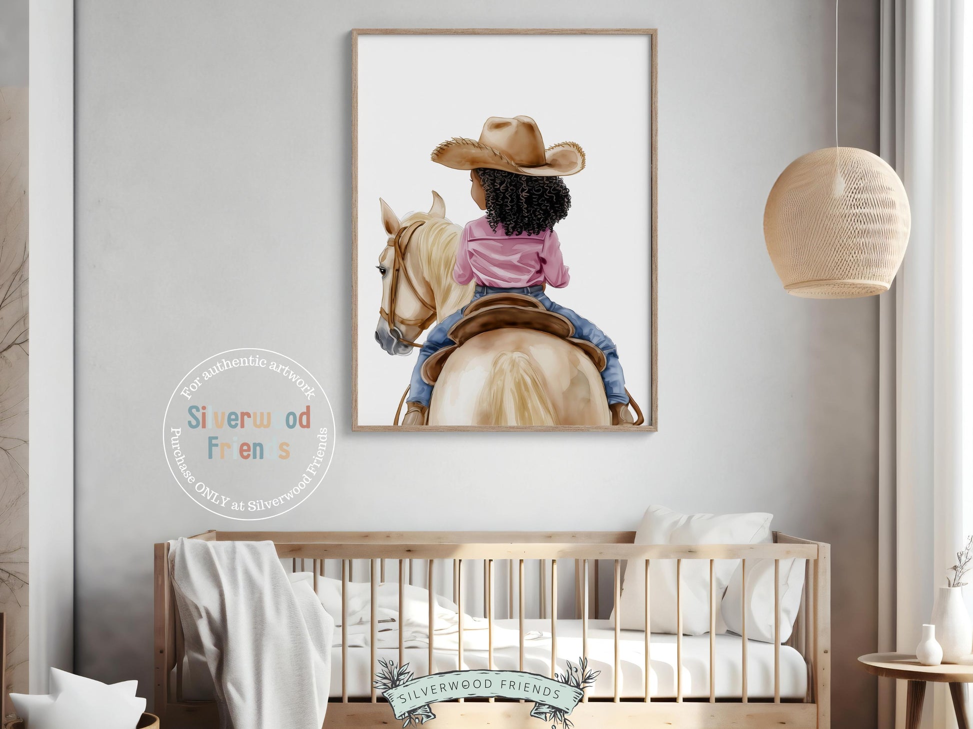 Cowgirl Nursery Print, African American Cowgirl Nursery Decor, Little Black Girl Horse Room Wall Decor, Western Nursery Decor Digital Print