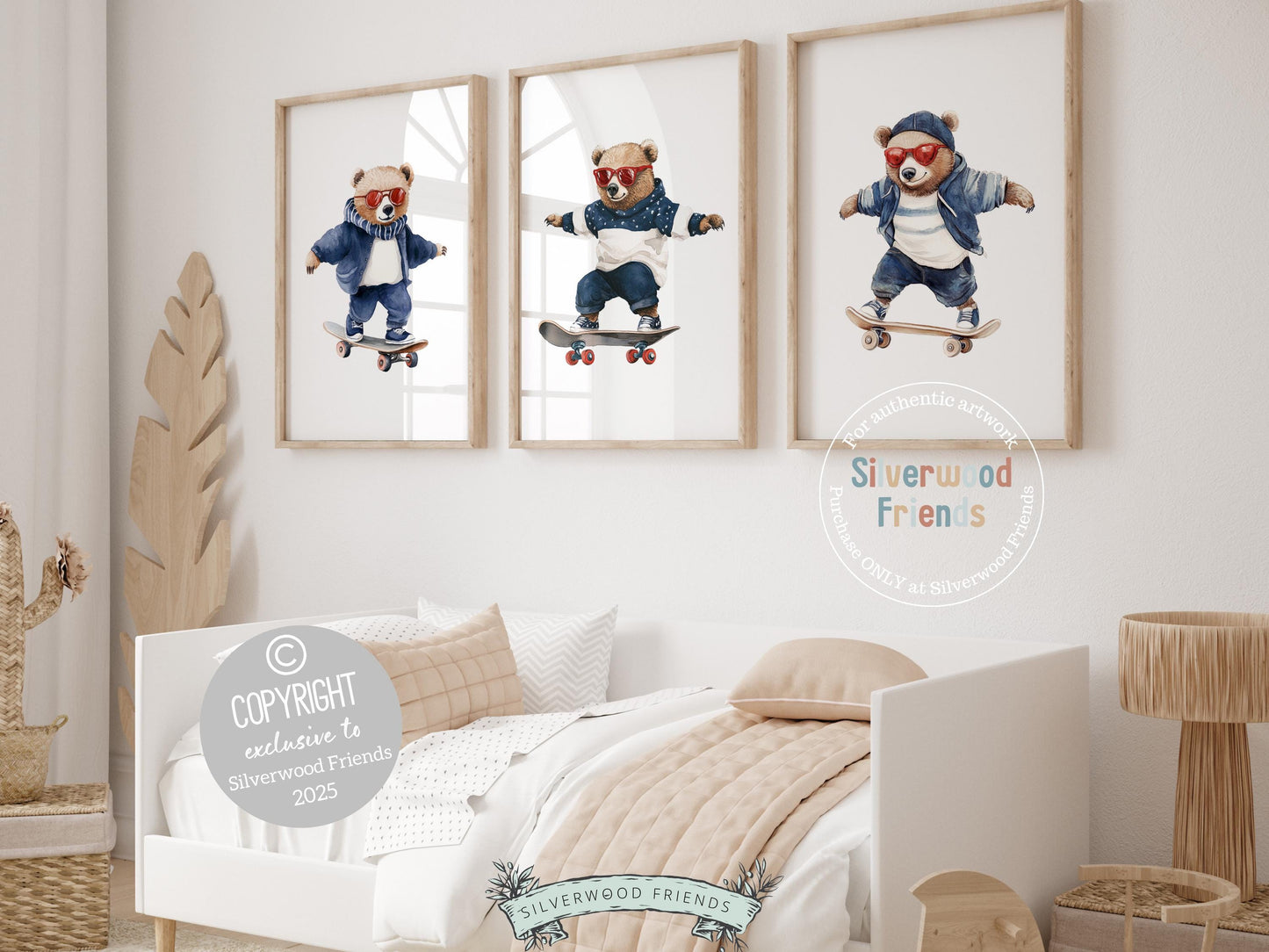 Bear Skateboard Nursery Print, Sports Bear Nursery Decor, Toddler Boys Skater Bear Nursery Wall Art, Kids Sport Theme Nursery Digital Prints