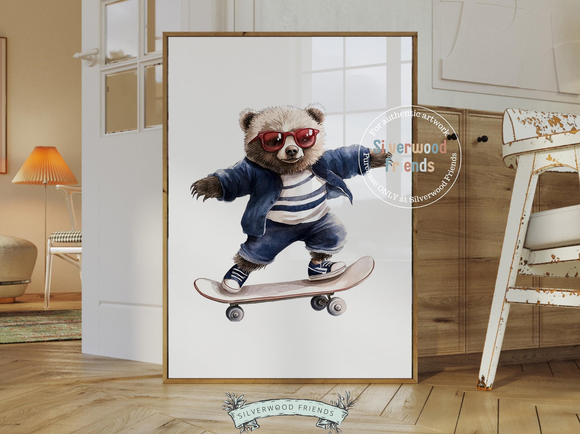 Bear Skateboard Print, Boys Sports Bear Nursery Decor, Toddler Boys Sporty Bear Nursery Wall Art, Kids Sport Theme Room Decor Digital Prints