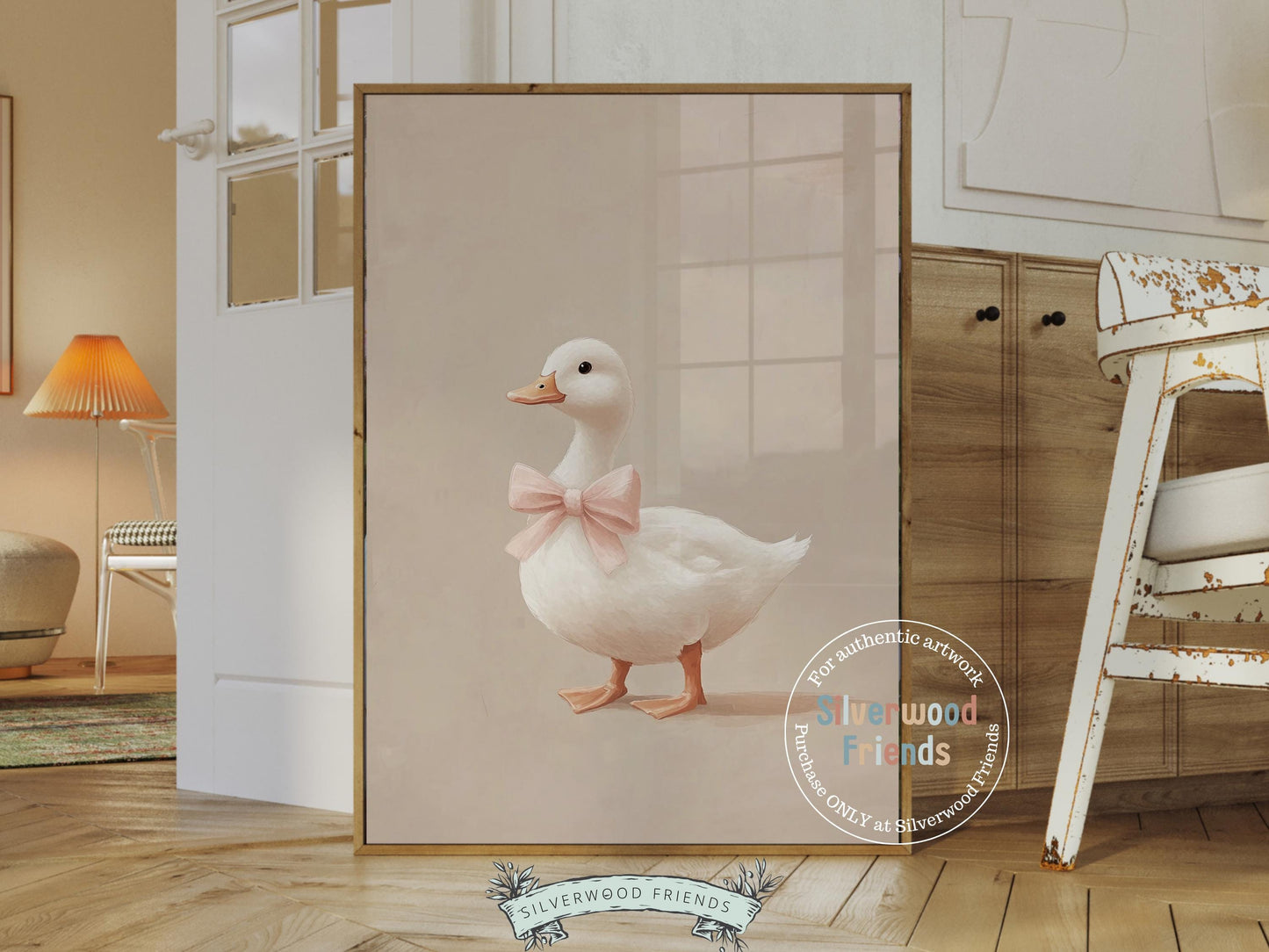 Pink Duck Nursery Print, Baby Girl Pink Duck Farm Nursery Decor, Girl Farm Nursery Wall Art, Farmhouse Duck Mudroom Wall Decor Digital Print