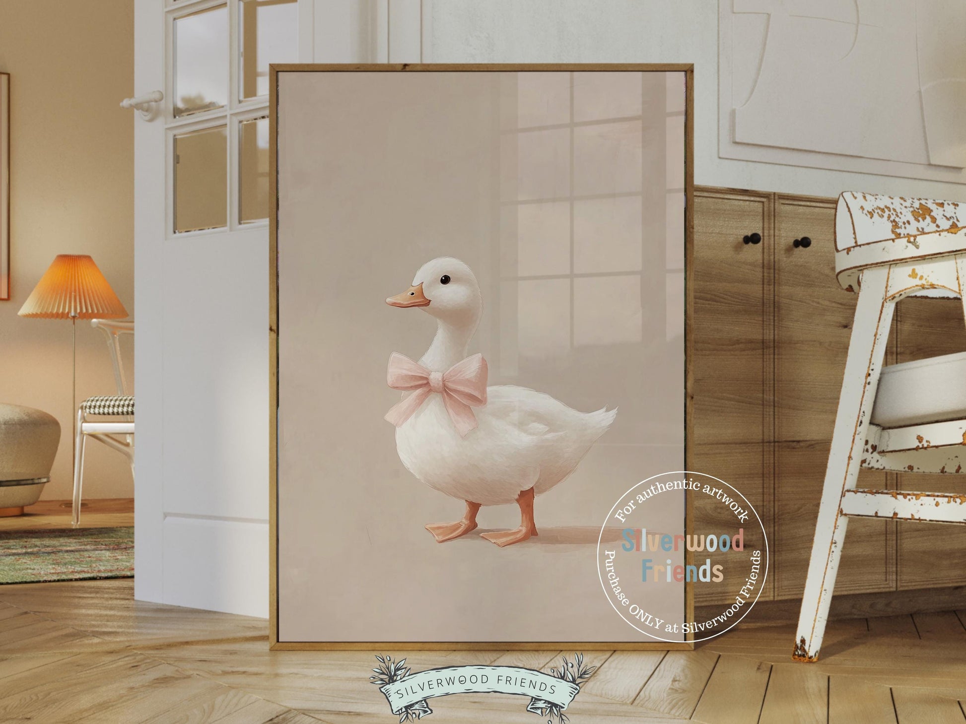 Pink Duck Nursery Print, Baby Girl Pink Duck Farm Nursery Decor, Girl Farm Nursery Wall Art, Farmhouse Duck Mudroom Wall Decor Digital Print