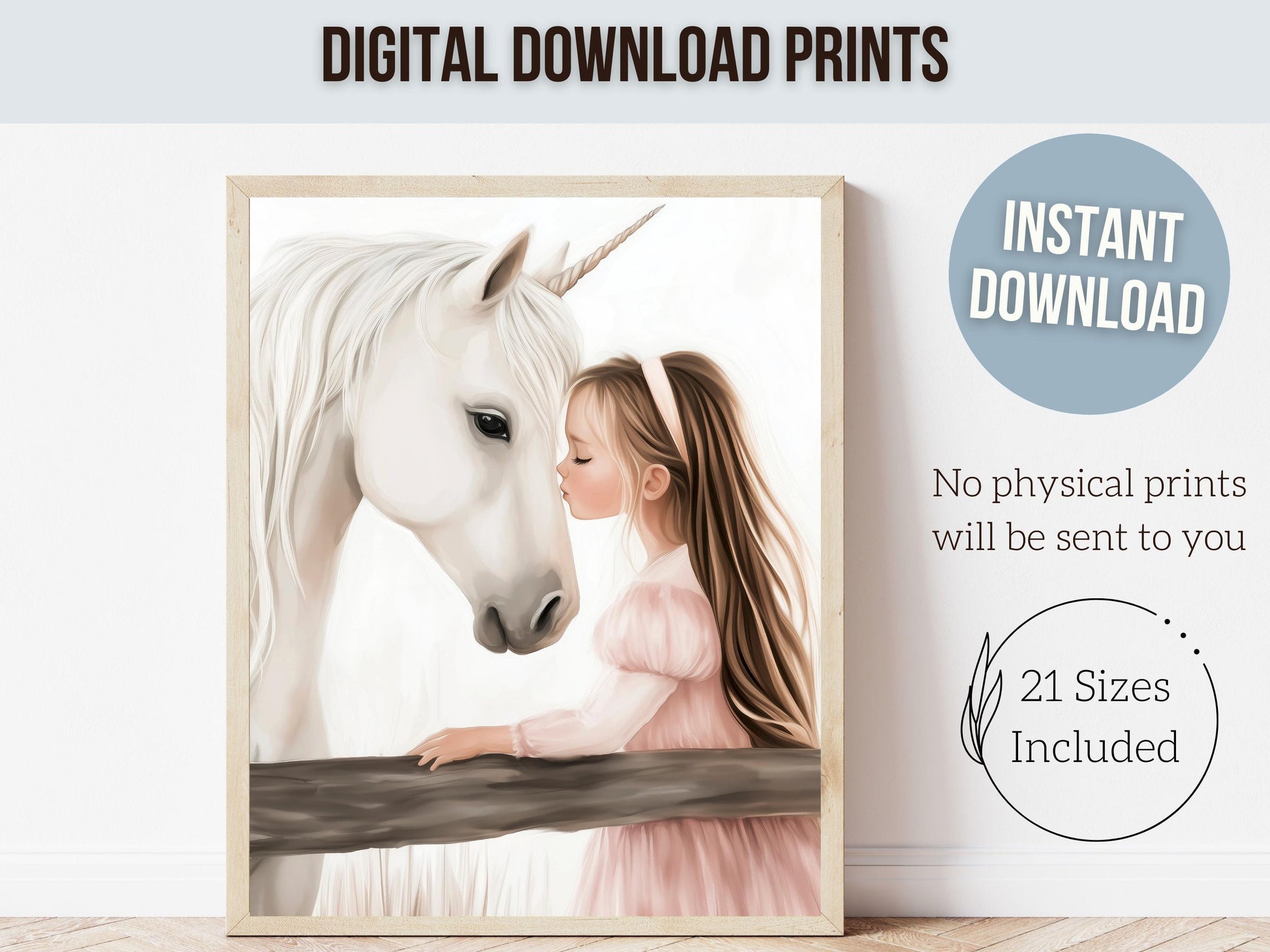 Baby Girl Unicorn Nursery Print, Unicorn Horse Nursery Decor, Fairytale Farmhouse Nursery Wall Art,Little Girl Fantasy Nursery Digital Print