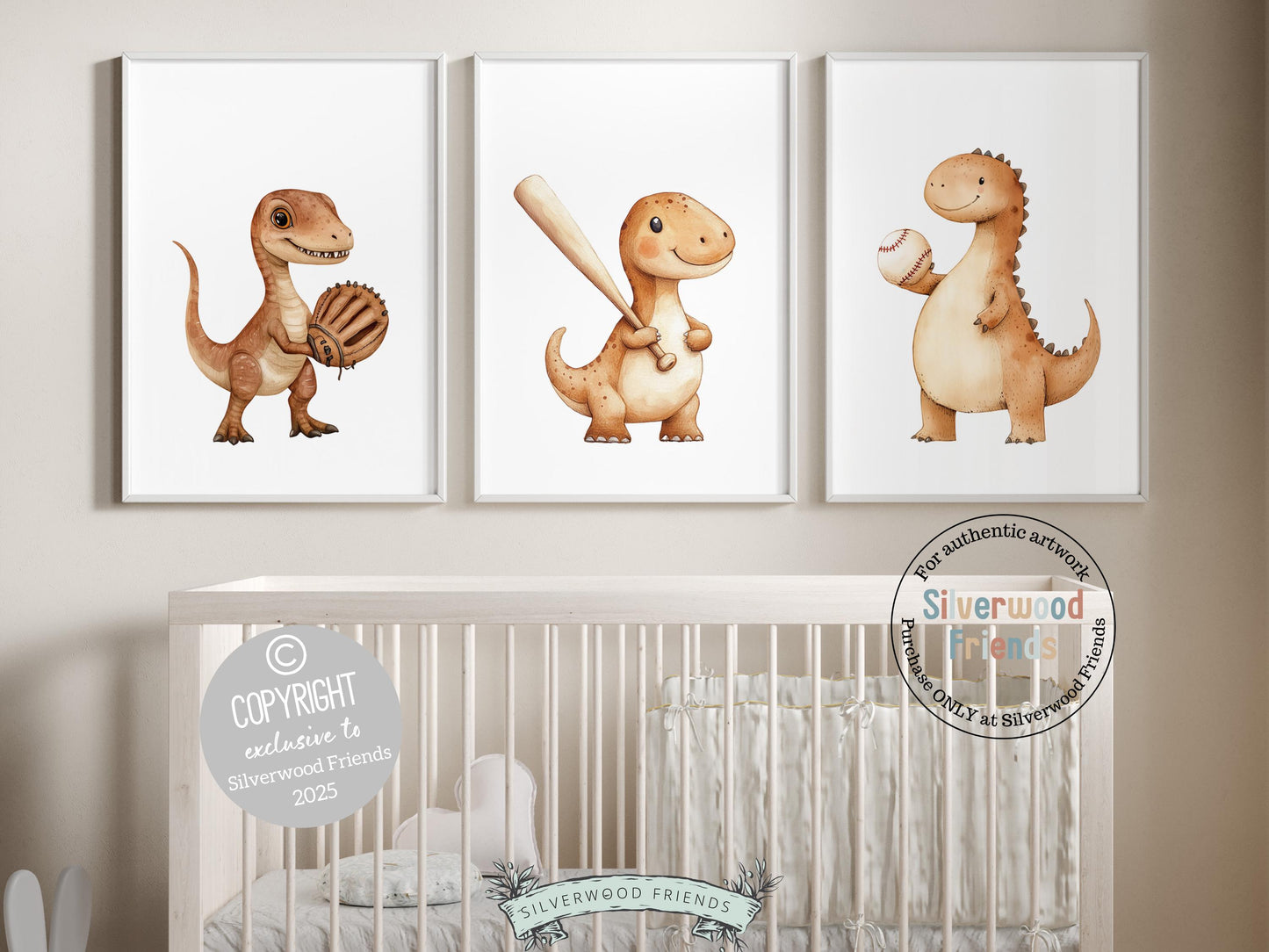 Baseball Nursery Prints, Baby Boy Dinosaur Baseball Nursery Decor, Sport Theme Wall Art, Dino Toddler Room, Boys Room Baseball Digital Print