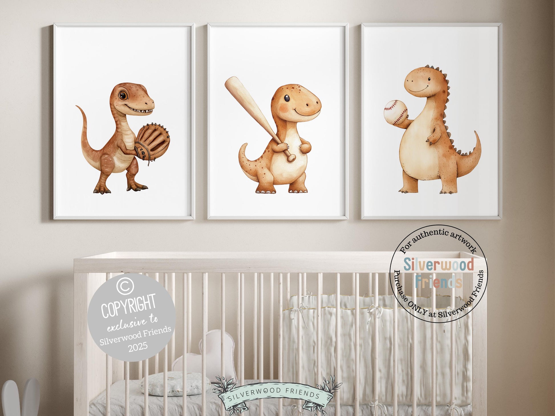 Baseball Nursery Prints, Baby Boy Dinosaur Baseball Nursery Decor, Sport Theme Wall Art, Dino Toddler Room, Boys Room Baseball Digital Print