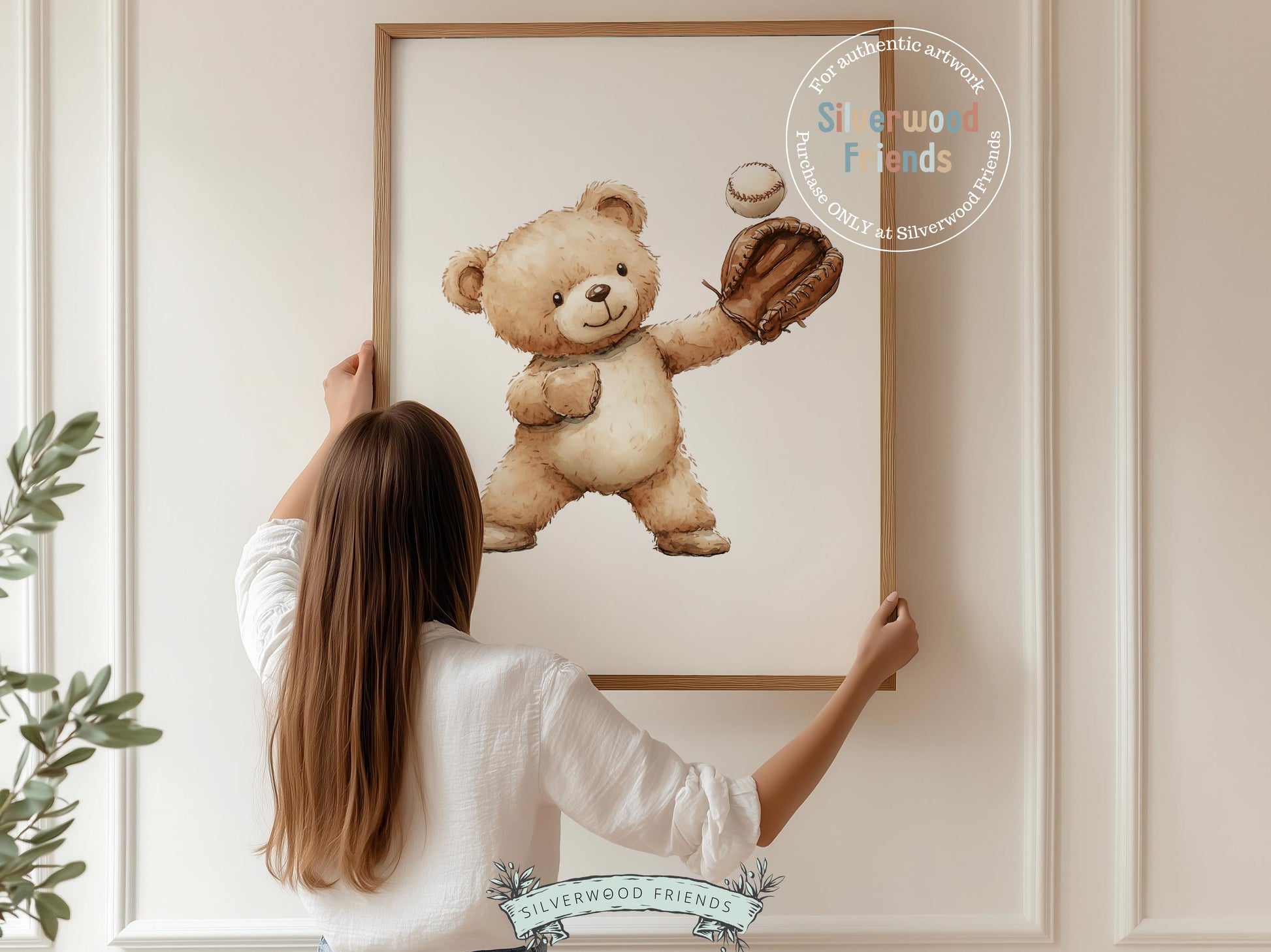 Baseball Nursery Prints, Woodland Teddy Bear Nursery Decor, Boys Room Sport Theme Decor, Kids Baseball Bear Printable Posters Digital Prints