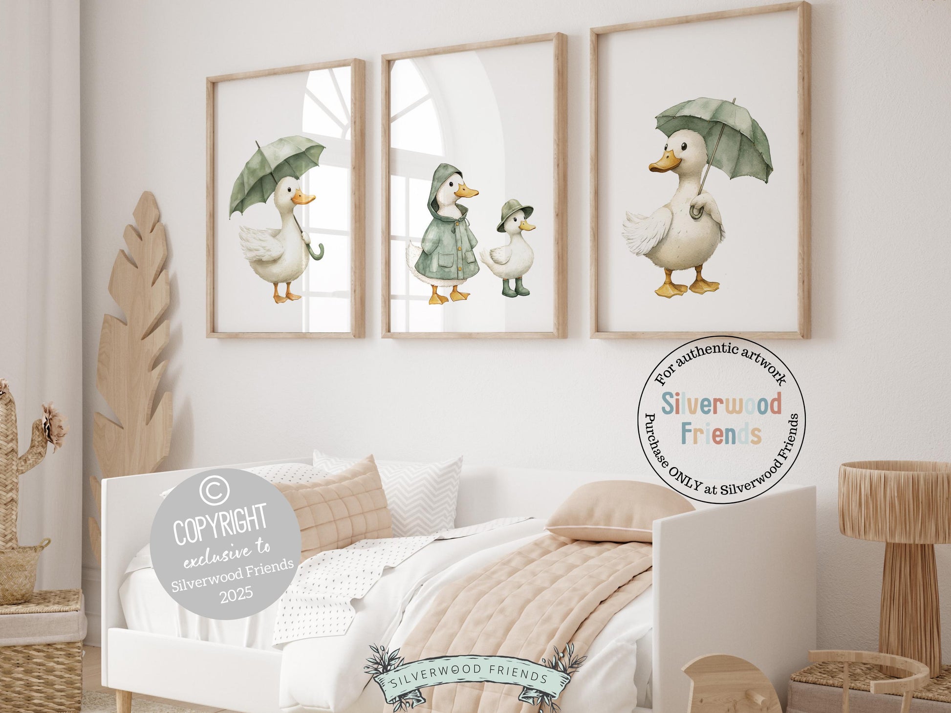 Set of 3 Duck Nursery Prints, Sage Green Duck Nursery Decor, Gender Neutral Duck Nursery Wall Art, Kids Farm Room Wall Decor Digital Print