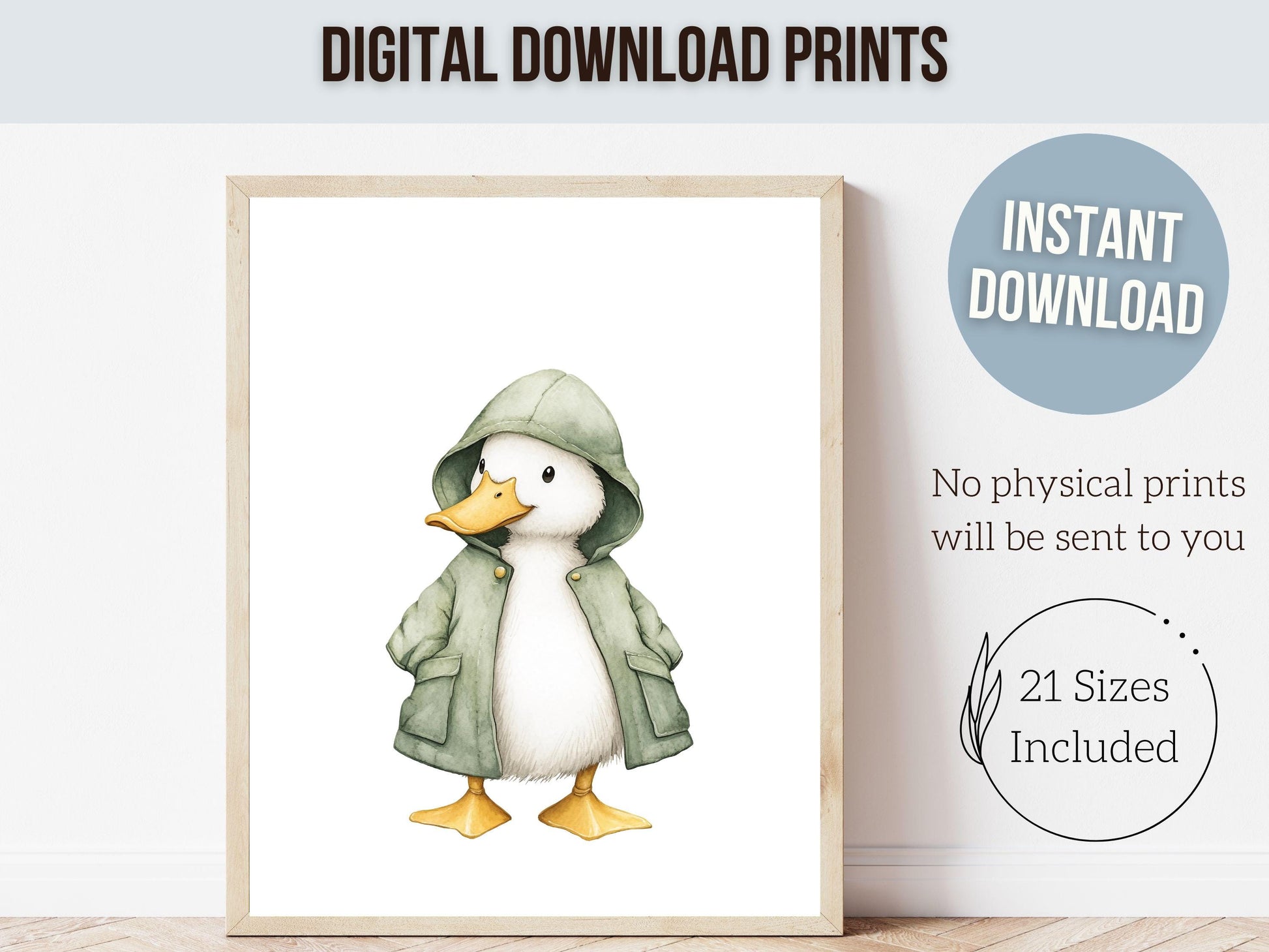 Duck Nursery Prints, Sage Green Duck Nursery Decor, Gender Neutral Duck Nursery Wall Art, Vintage Farmhouse Mudroom Wall Decor Digital Print