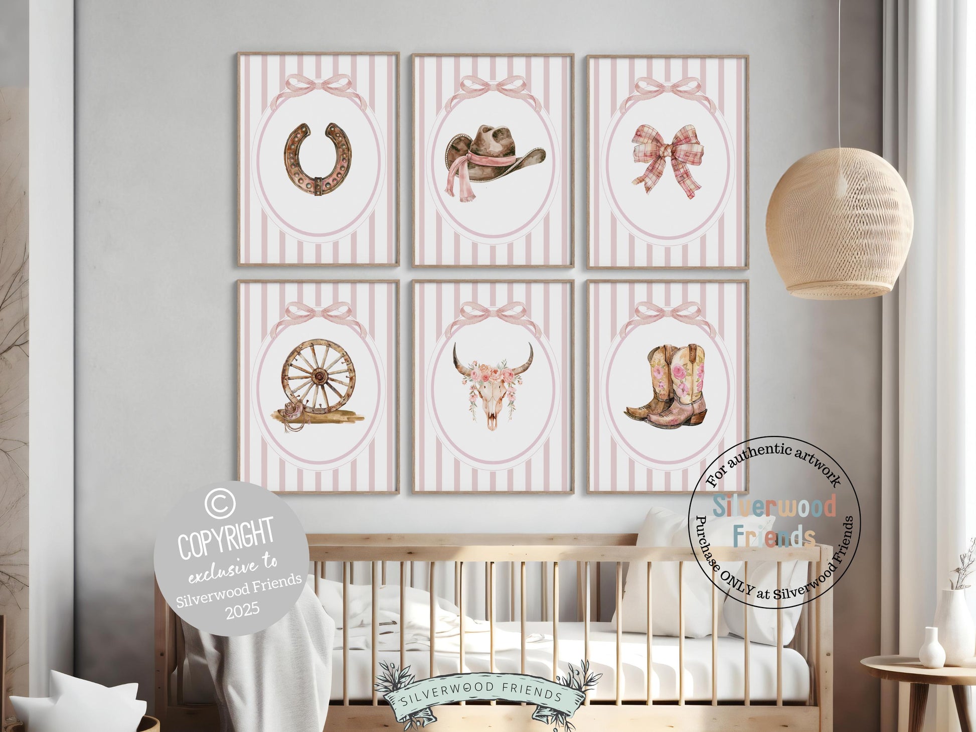 Cowgirl Nursery Prints, Baby Girl Country Western Cowgirl Nursery Decor, Watercolor Pink Cowgirl Nursery Wall Art Pictures Digital Prints