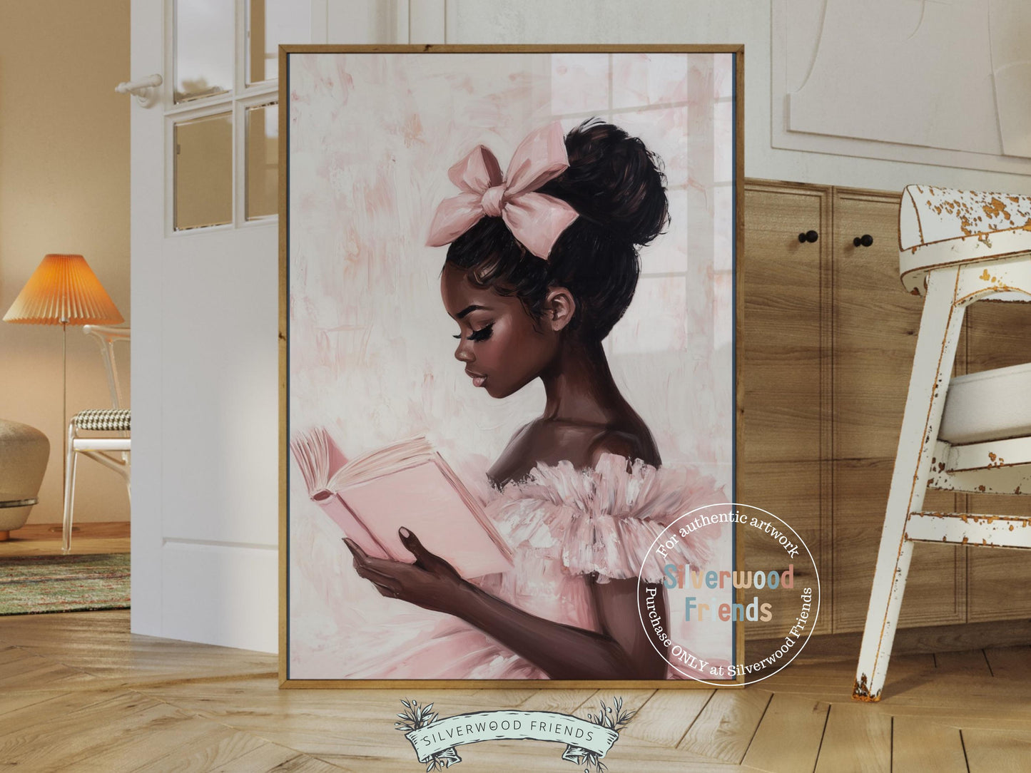 African American Ballerina Reading Room Decor, Black Ballerina Bookish Wall Art Dorm Room Decor, Black Girl Reading Nook Art Digital Print