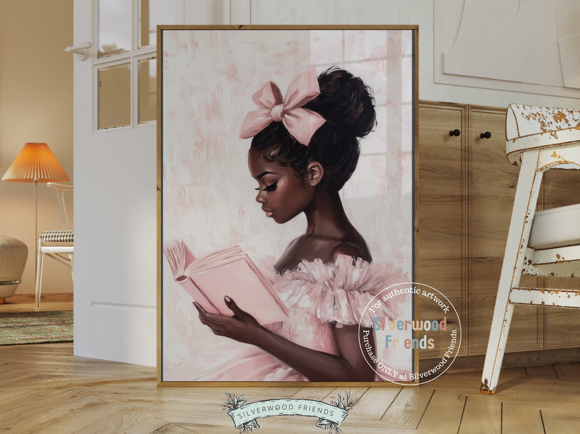 African American Ballerina Reading Room Decor, Black Ballerina Bookish Wall Art Dorm Room Decor, Black Girl Reading Nook Art Digital Print