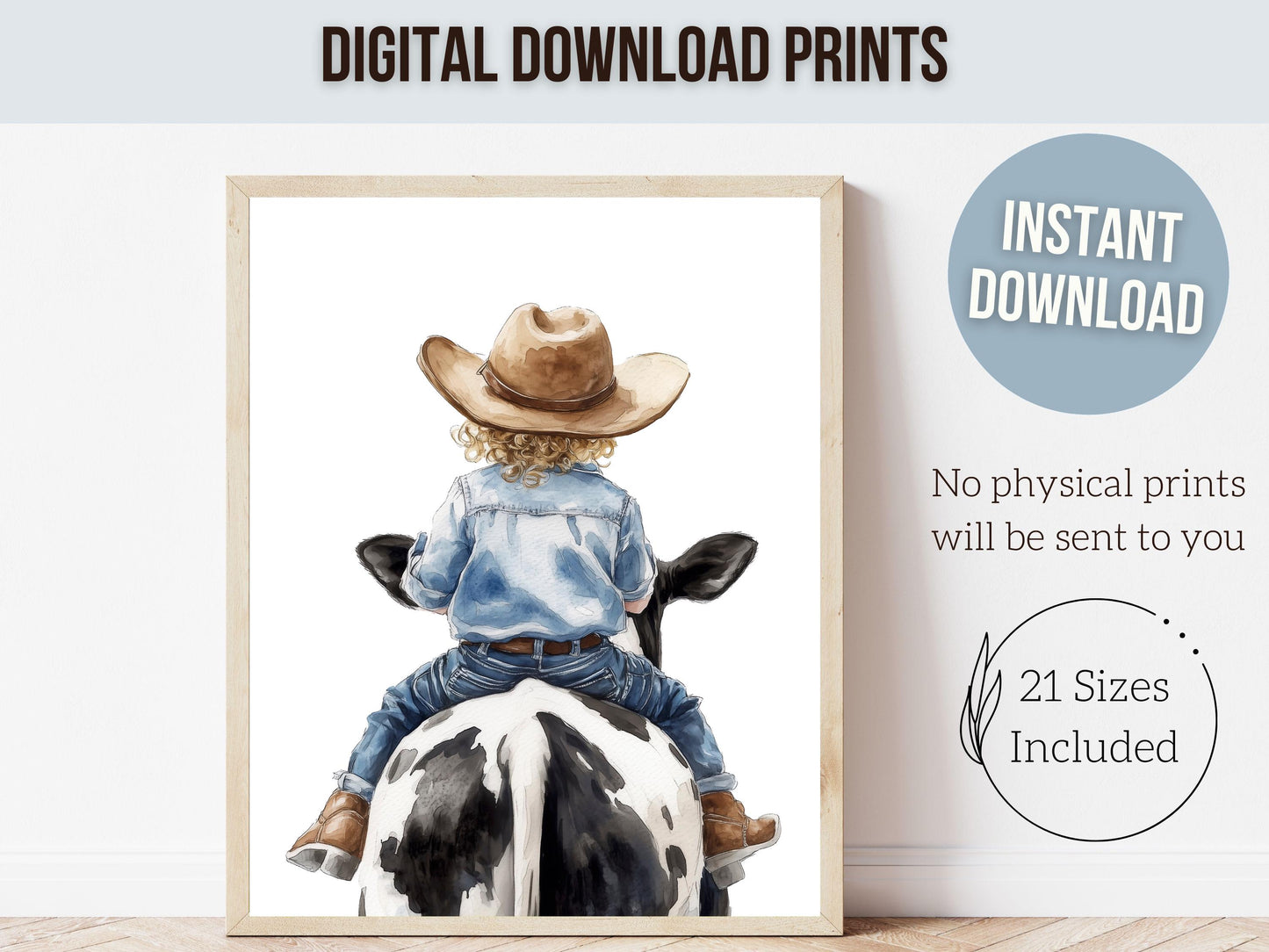 Cowboy Nursery Print, Cow Nursery Decor, Baby Boys Western Nursery Decor, Little Boy Cowboy Horse Riding Cow Nursery Wall Art Digital Print