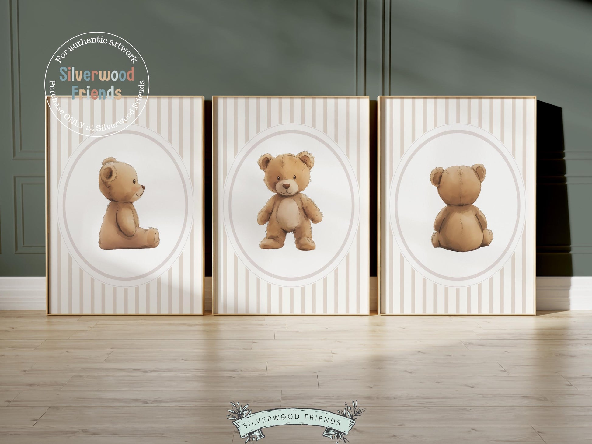 Teddy Bear Nursery Prints, Baby Boy Beige Brown Woodland Teddy Bear Nursery Decor, Teddy Bear Nursery Wall Art Neutral Nursery Digital Print