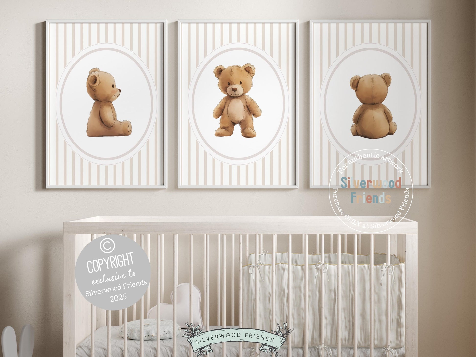 Teddy Bear Nursery Prints, Baby Boy Beige Brown Woodland Teddy Bear Nursery Decor, Teddy Bear Nursery Wall Art Neutral Nursery Digital Print