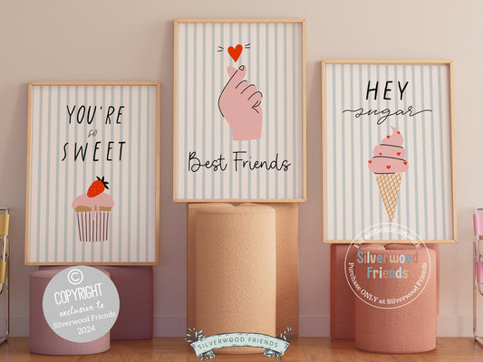 Our Best Friends Prints make a perfect addition to a dorm room or a thoughtful gift for best friends who love the minimalist preppy girl style. These chic and stylish prints bring a touch of friendship and love to any space.
