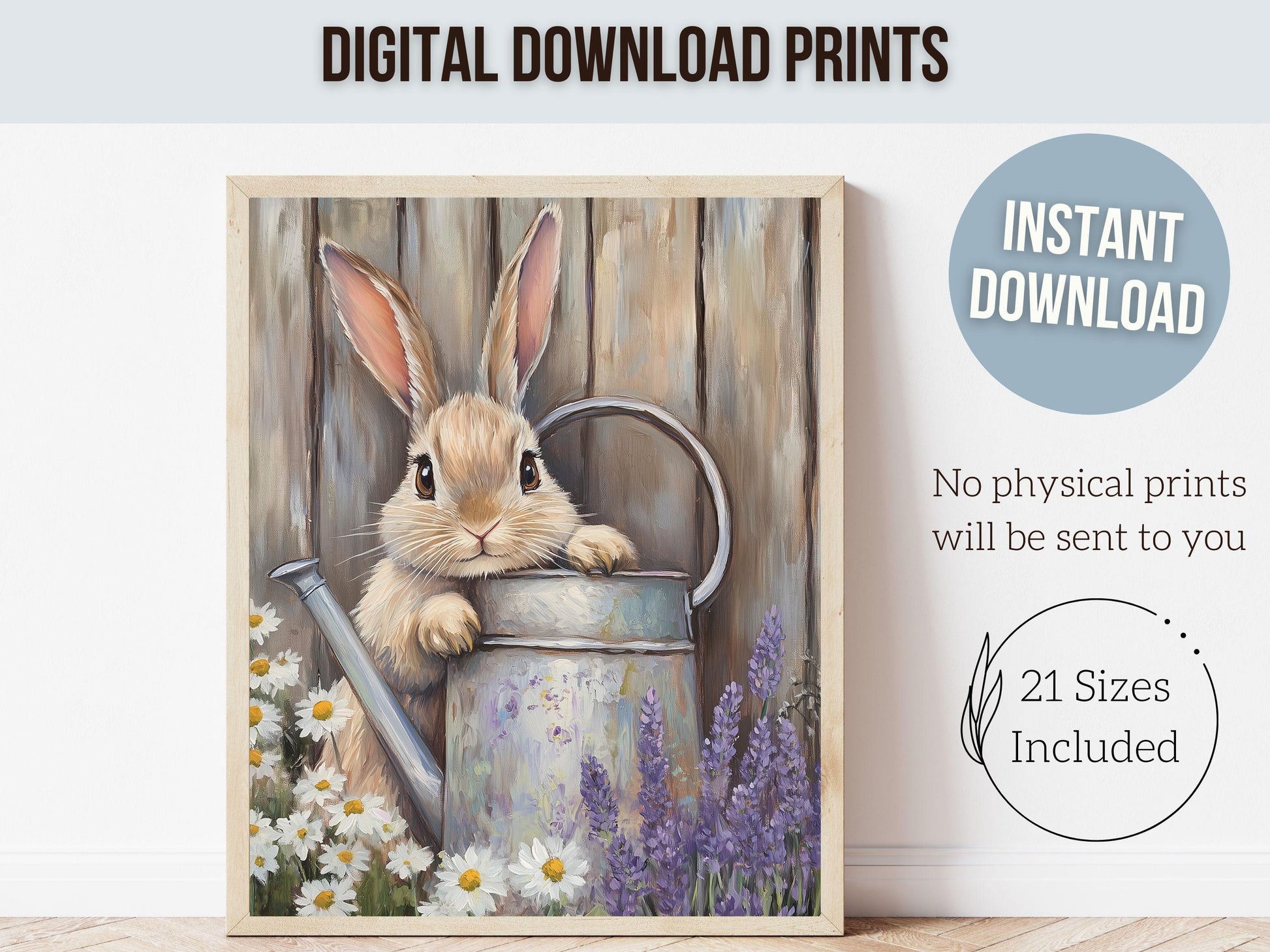 Easter Bunny Print, Floral Bunny Nursery Wall Art, Woodland Wildflower Nursery Decor, Easter Farmhouse Wall Decor,Spring Decor Digital Print
