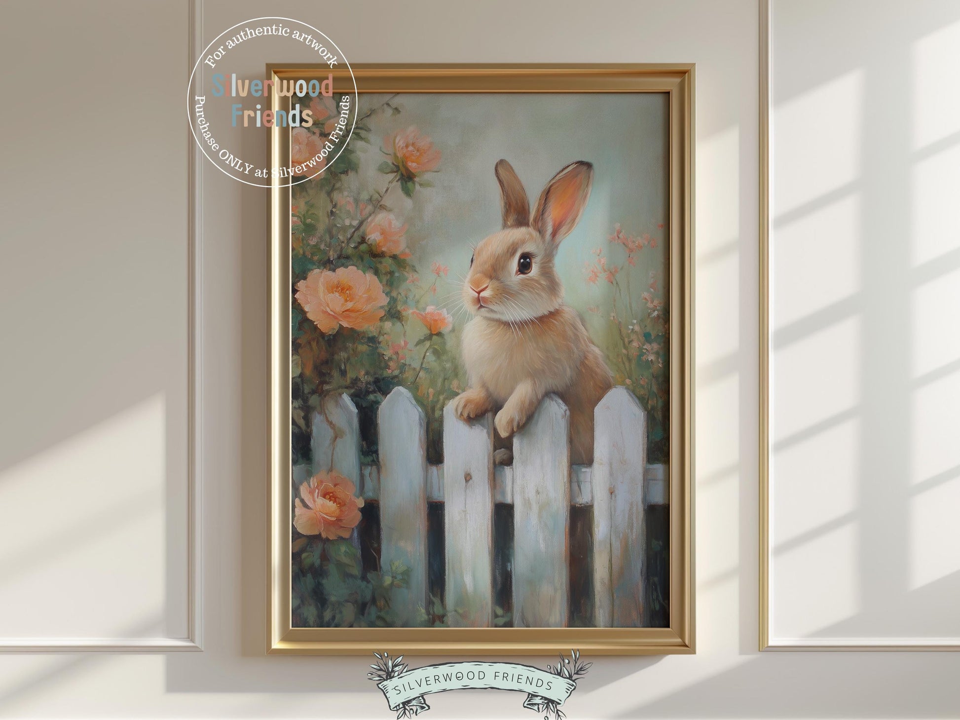 Easter Bunny Print, Floral Bunny Nursery Wall Art, Woodland Wildflower Nursery Decor, Spring Farmhouse Wall Decor,Easter Decor Digital Print