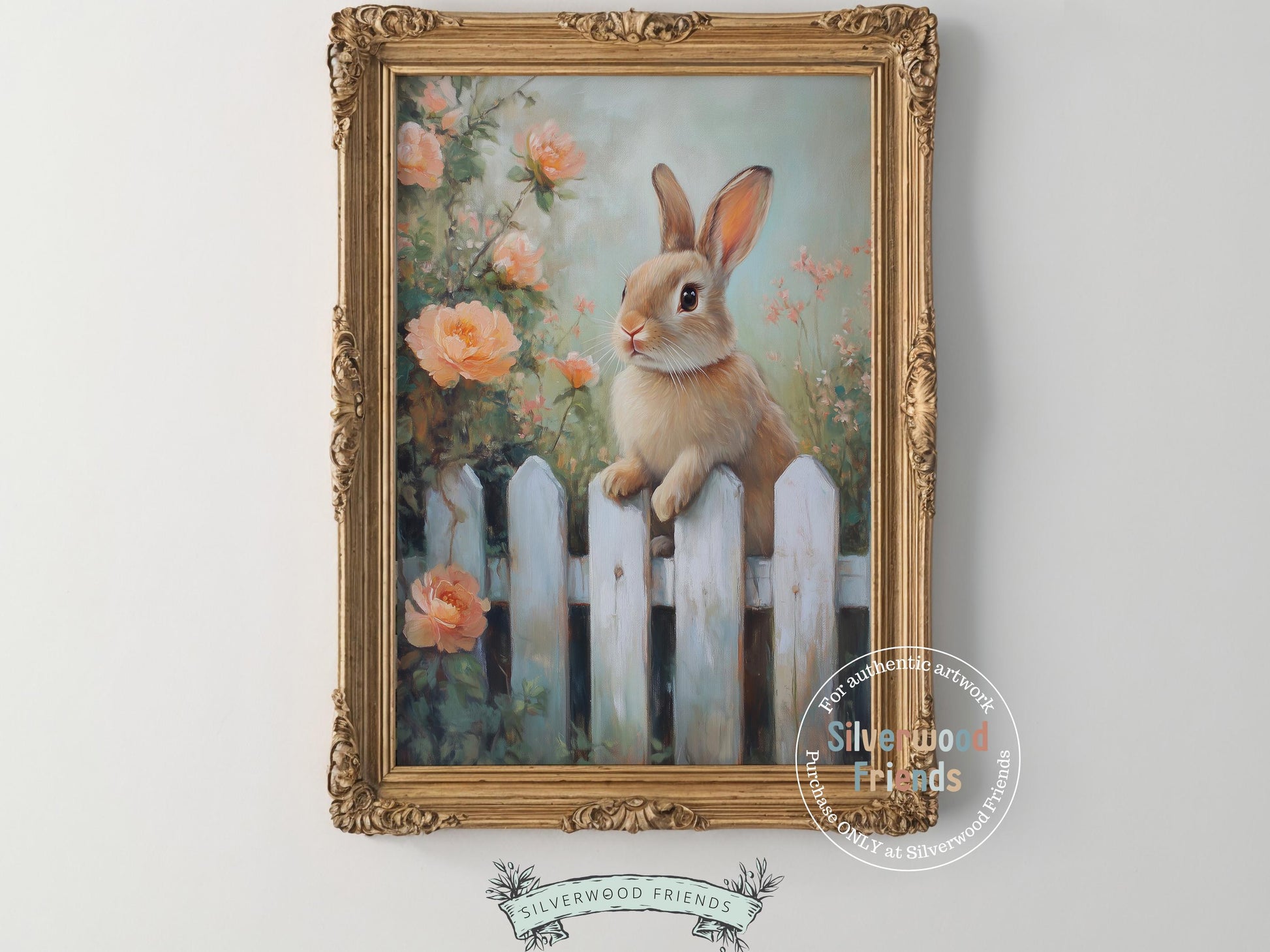 Easter Bunny Print, Floral Bunny Nursery Wall Art, Woodland Wildflower Nursery Decor, Spring Farmhouse Wall Decor,Easter Decor Digital Print