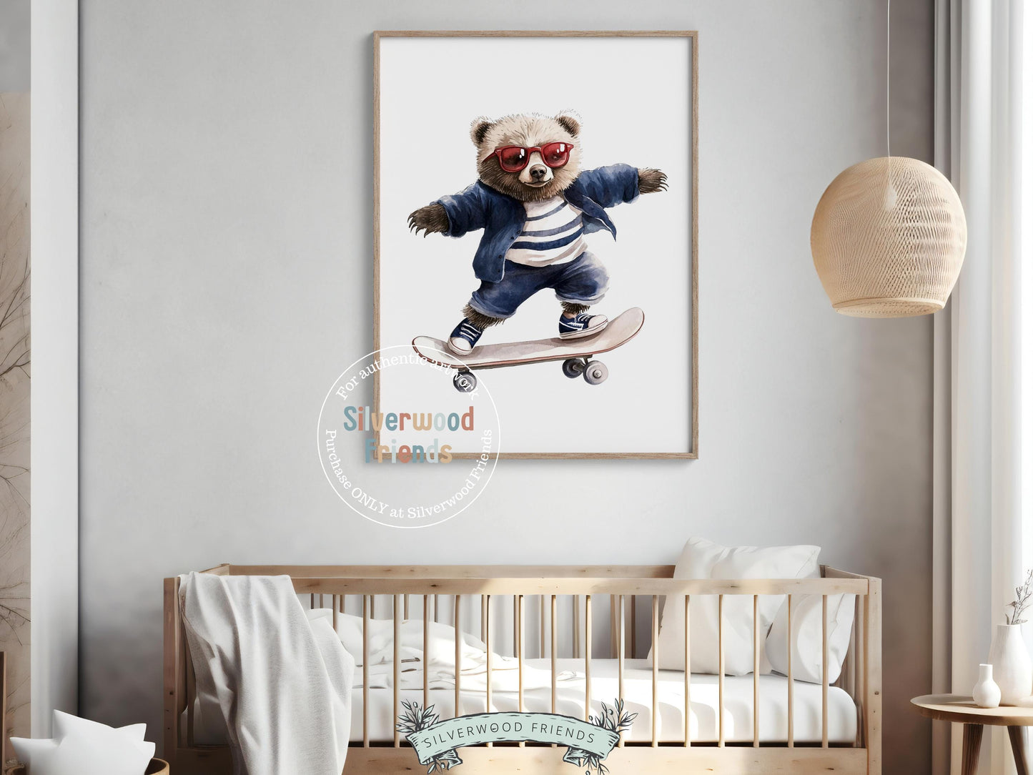 Bear Skateboard Print, Boys Sports Bear Nursery Decor, Toddler Boys Sporty Bear Nursery Wall Art, Kids Sport Theme Room Decor Digital Prints