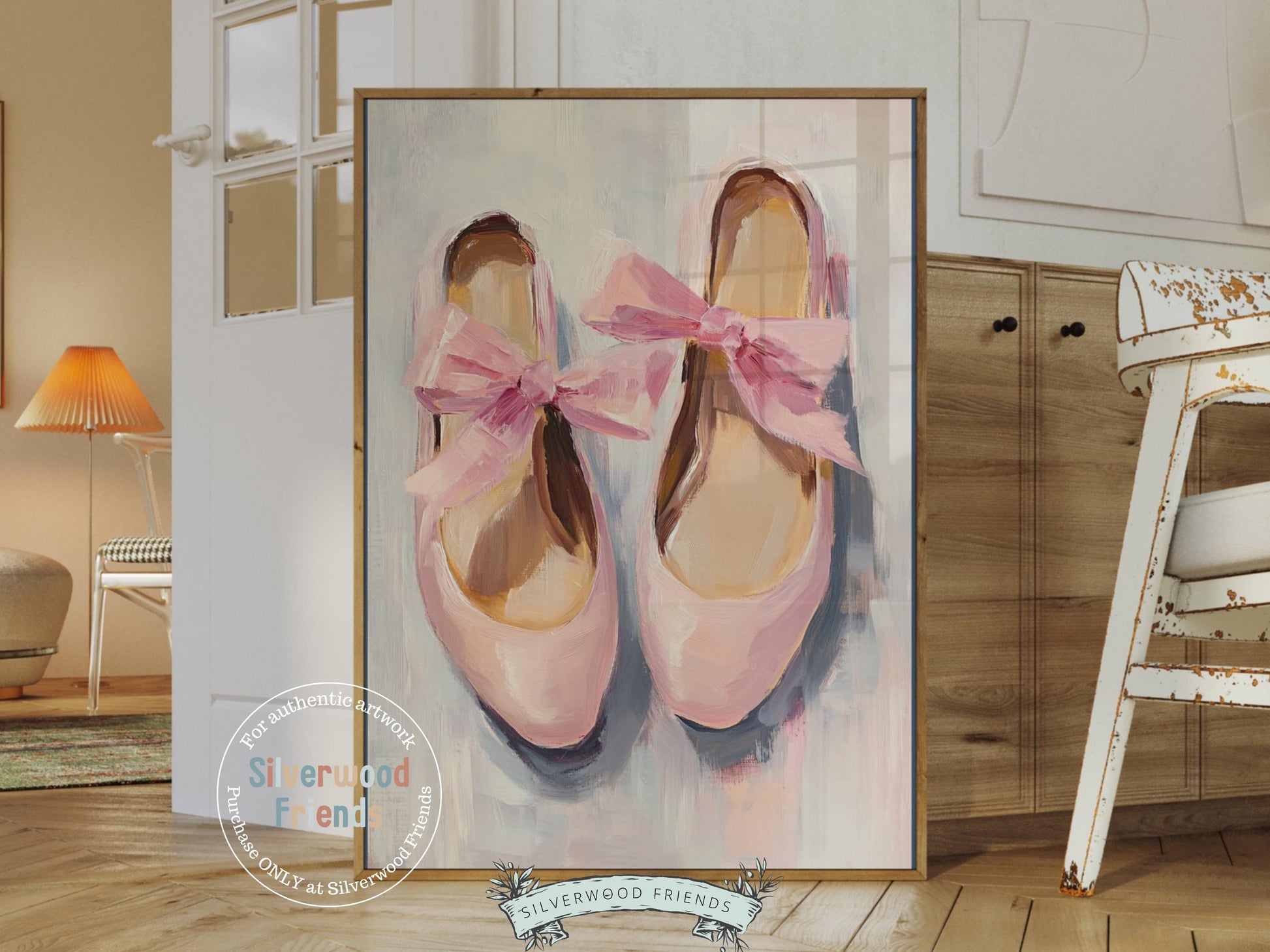 Pink Ballet Slipper Print, Baby Girl Ballerina Nursery Decor, Pink Ballet Nursery Wall Art, Ballet Dancer Printable Wall Decor Digital Print
