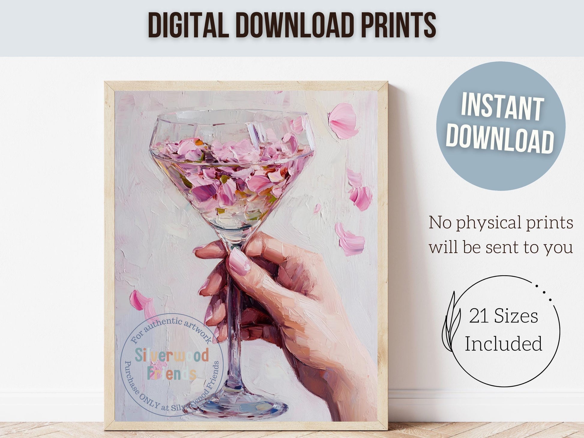 Pink Champagne Glass Print, Pretty Drink Illustration, Happy Hour Poster, Bar Cart Print, Celebration Wall Art, Cocktail Party Digital Print