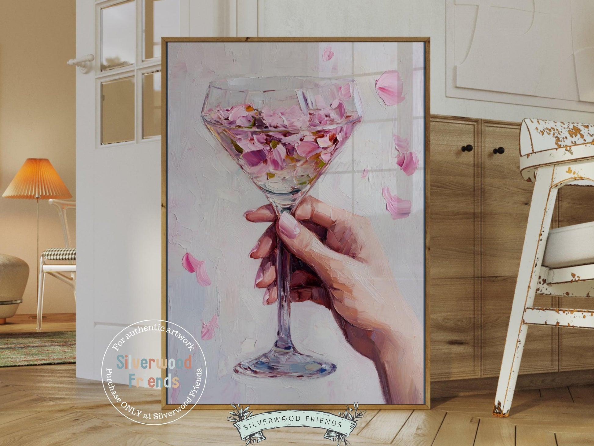Pink Champagne Glass Print, Pretty Drink Illustration, Happy Hour Poster, Bar Cart Print, Celebration Wall Art, Cocktail Party Digital Print