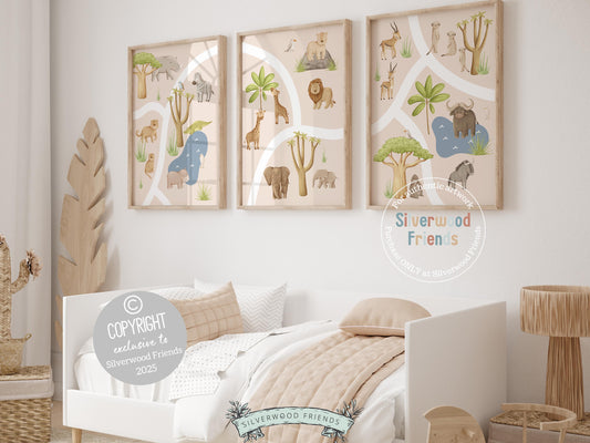 Take your little one on a whimsical journey through the tropical savanna with our Set of 3 Safari Animal Nursery Prints, featuring a delightful blend of jungle animals and lush tropical plants. Perfect for creating a safari-themed nursery or a vibrant jungle oasis, these prints inspire imagination and add a touch of storybook magic to your baby&#39;s space. 🦒🌿🐘