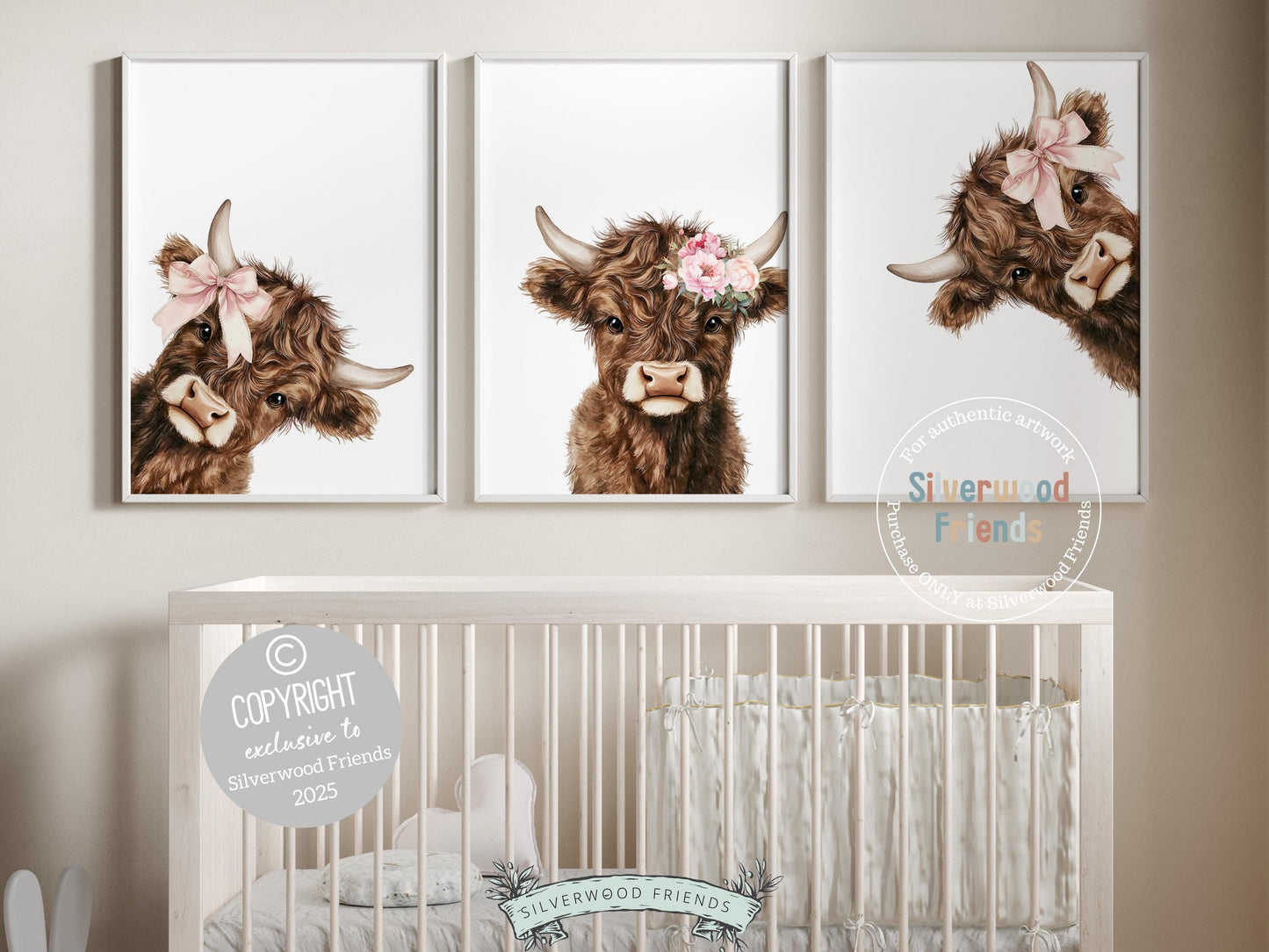 Peeking Highland Cow Nursery Print, Highland Cow Nursery Decor, Highland Cow Gift Kids Farm Bedroom Wall Decor, Watercolor Cow Digital Print