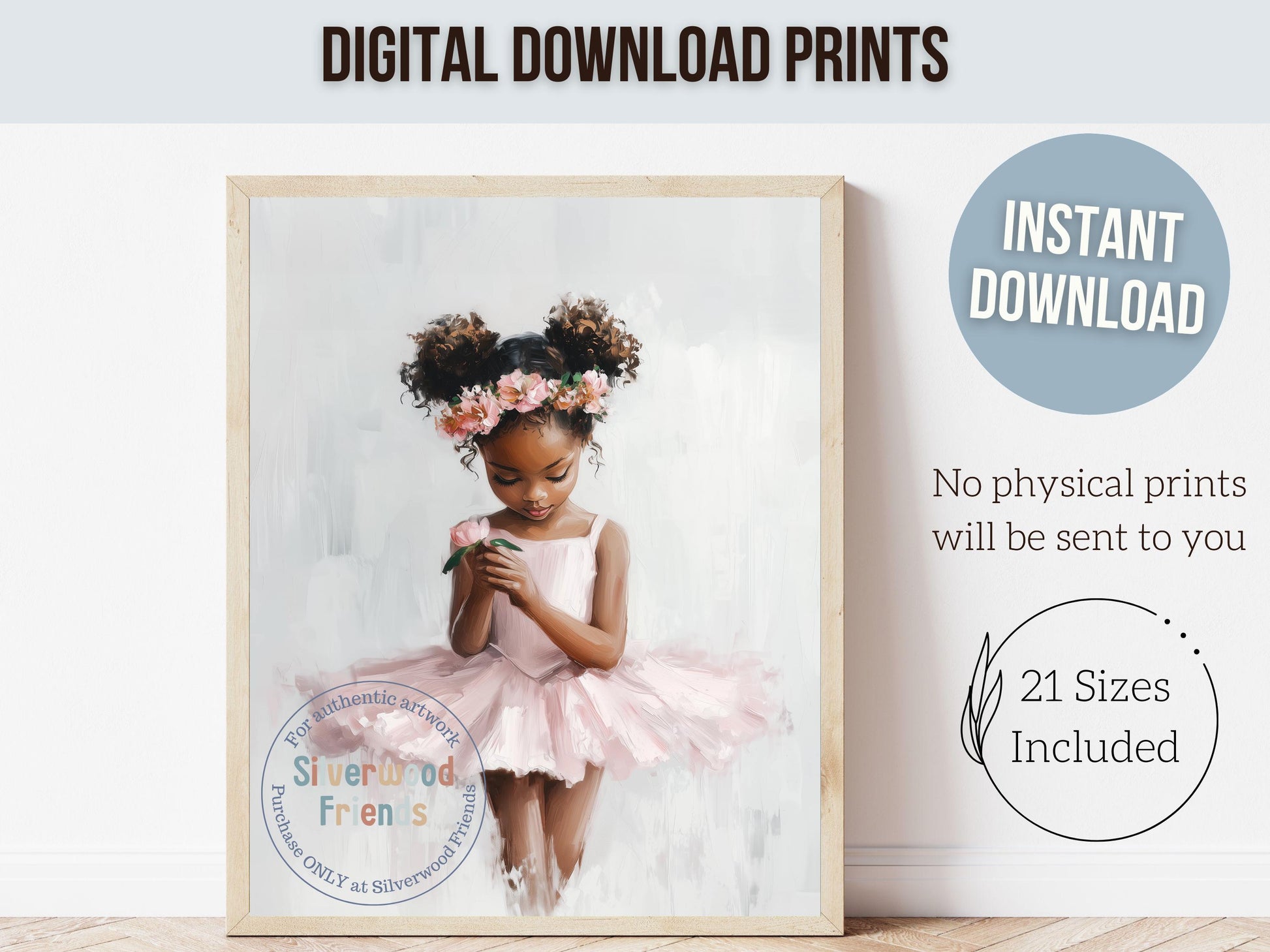 Black Ballerina Nursery Print, African American Ballerina Nursery Decor, Little Black Girl Ballet Nursery Wall Art, Black Swan Digital Print
