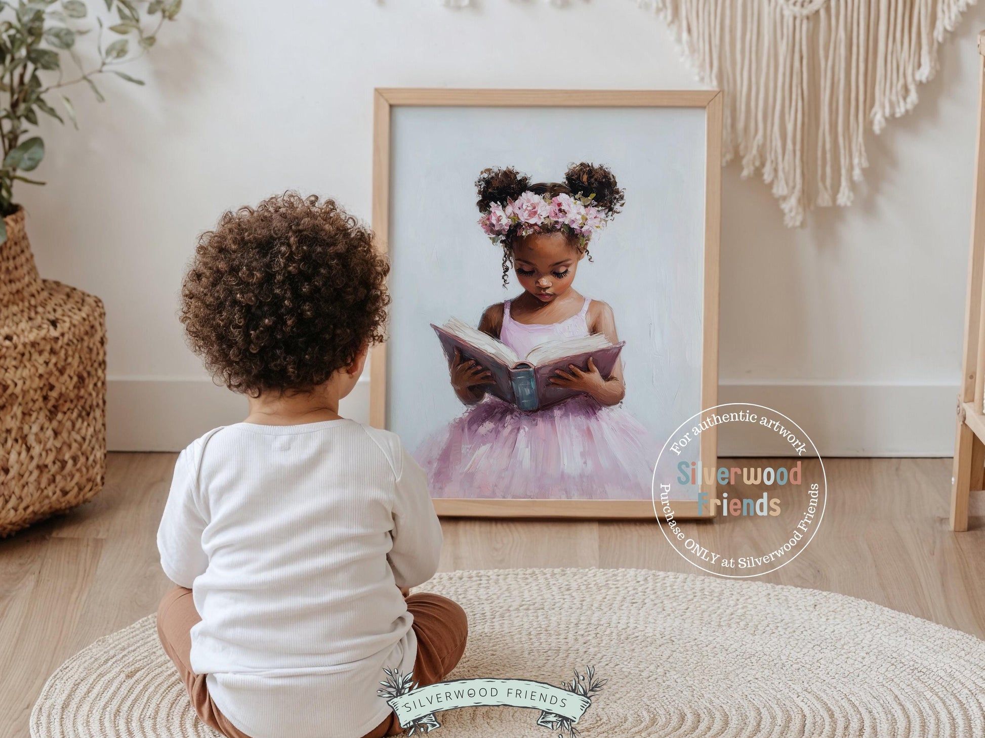 Ballet Nursery Print, African American Ballerina Nursery Decor, Black Ballerina Wall Art Decor, Little Black Girl Reading Art Digital Print