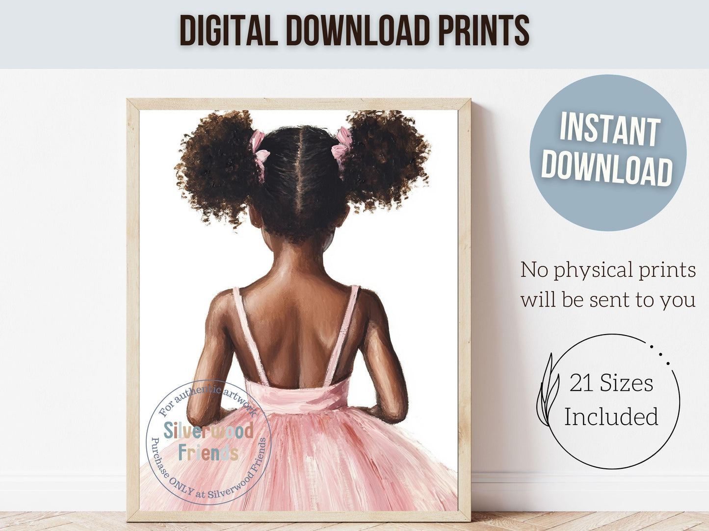 Ballet Nursery Print, African American Ballerina Nursery Decor, Black Ballerina Wall Art Decor, Little Black Girl Nursery Art Digital Print