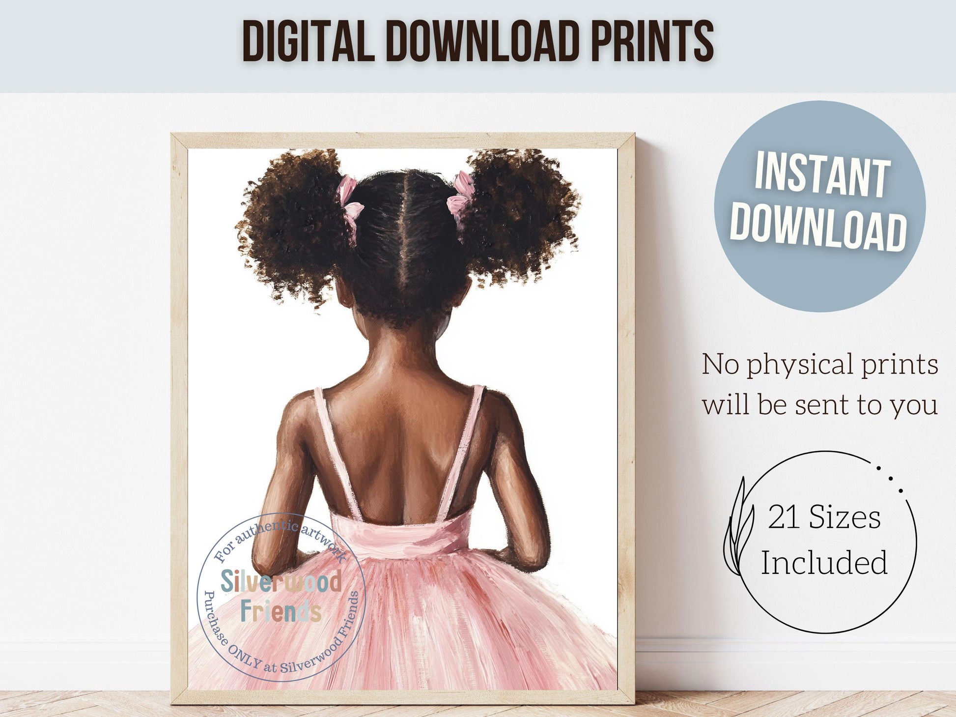 Ballet Nursery Print, African American Ballerina Nursery Decor, Black Ballerina Wall Art Decor, Little Black Girl Nursery Art Digital Print