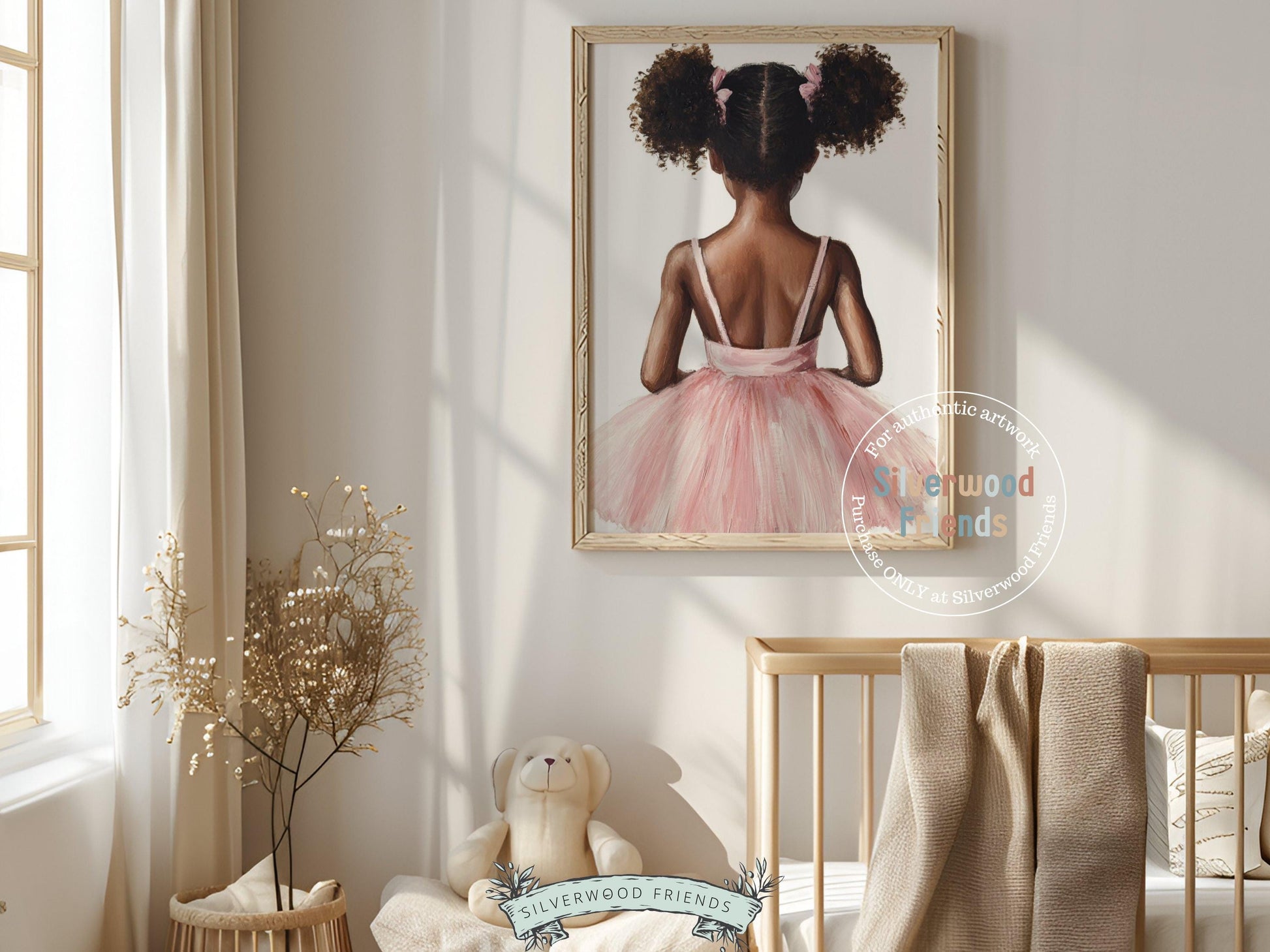 Ballet Nursery Print, African American Ballerina Nursery Decor, Black Ballerina Wall Art Decor, Little Black Girl Nursery Art Digital Print