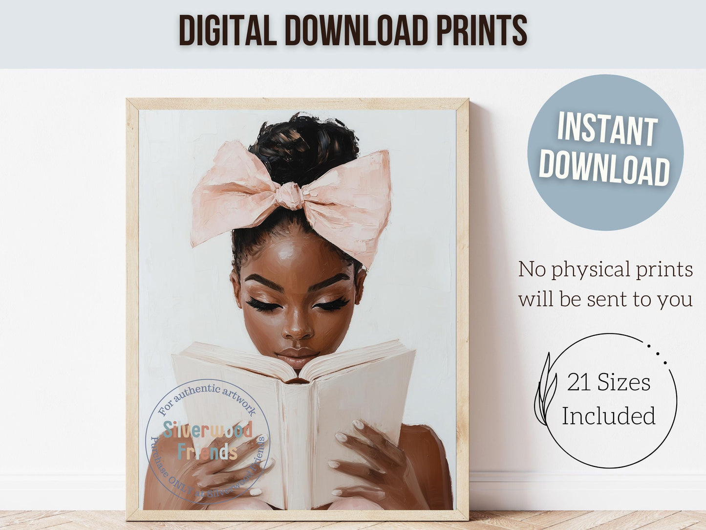 African American Ballerina Reading Wall Decor, Black Ballerina Bookish Wall Art, Black Girl Art Reading Nook Book Lover Gift Digital Print