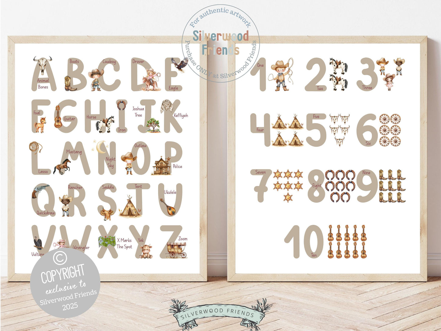 Bring the spirit of the Wild West to your nursery with our Western Alphabet and Number Prints. Featuring watercolor illustrations in soft, neutral earth tones, these prints make learning fun while adding a warm, rustic touch—perfect for any Western-themed nursery or a unique, gender-neutral baby shower gift.