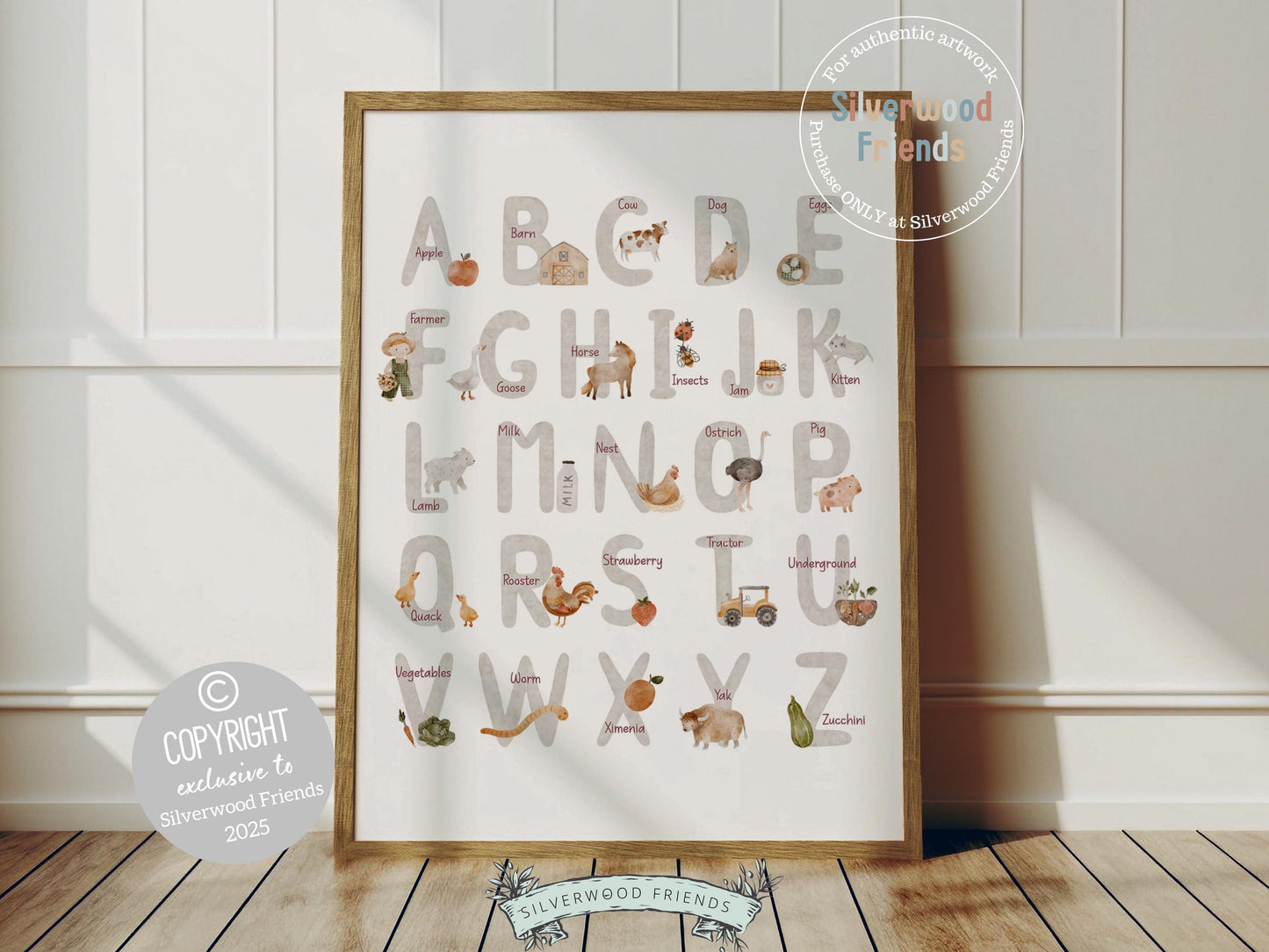 Discover the perfect addition to your farm nursery decor with our captivating Farm Alphabet Print, featuring beautiful watercolor images that bring the wonders of the farmyard to life, while simultaneously providing an engaging and educational experience for little learners.